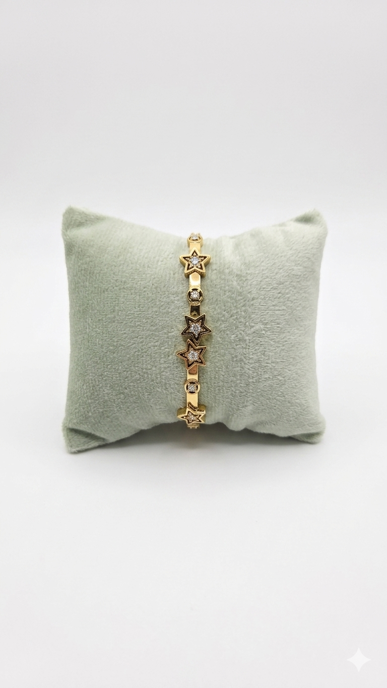 Celestial Crystal Star Hinge Bangle Bracelet