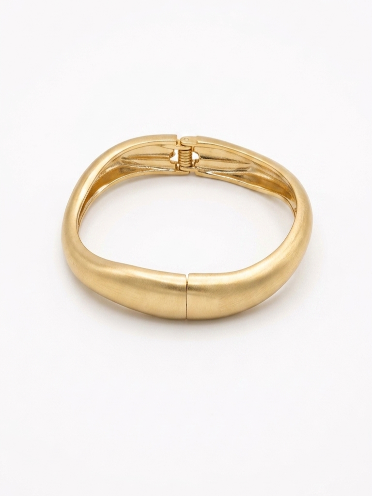 Sleek Contoured Gold Stackable Bangle Bracelet
