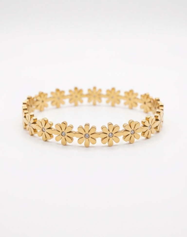 Daisy - Floral Statement Bangle Blacelet