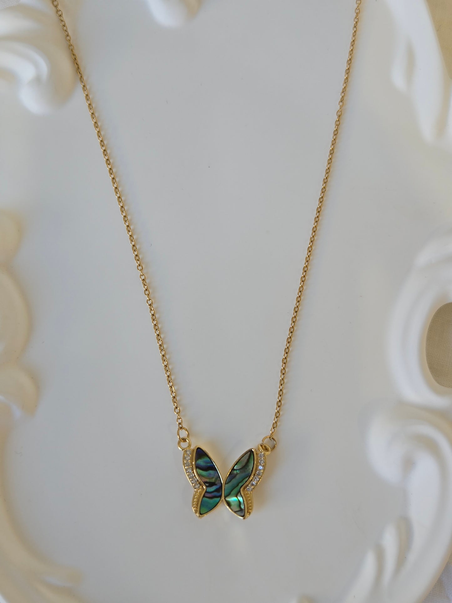 Iridescent Butterfly Chain Necklace