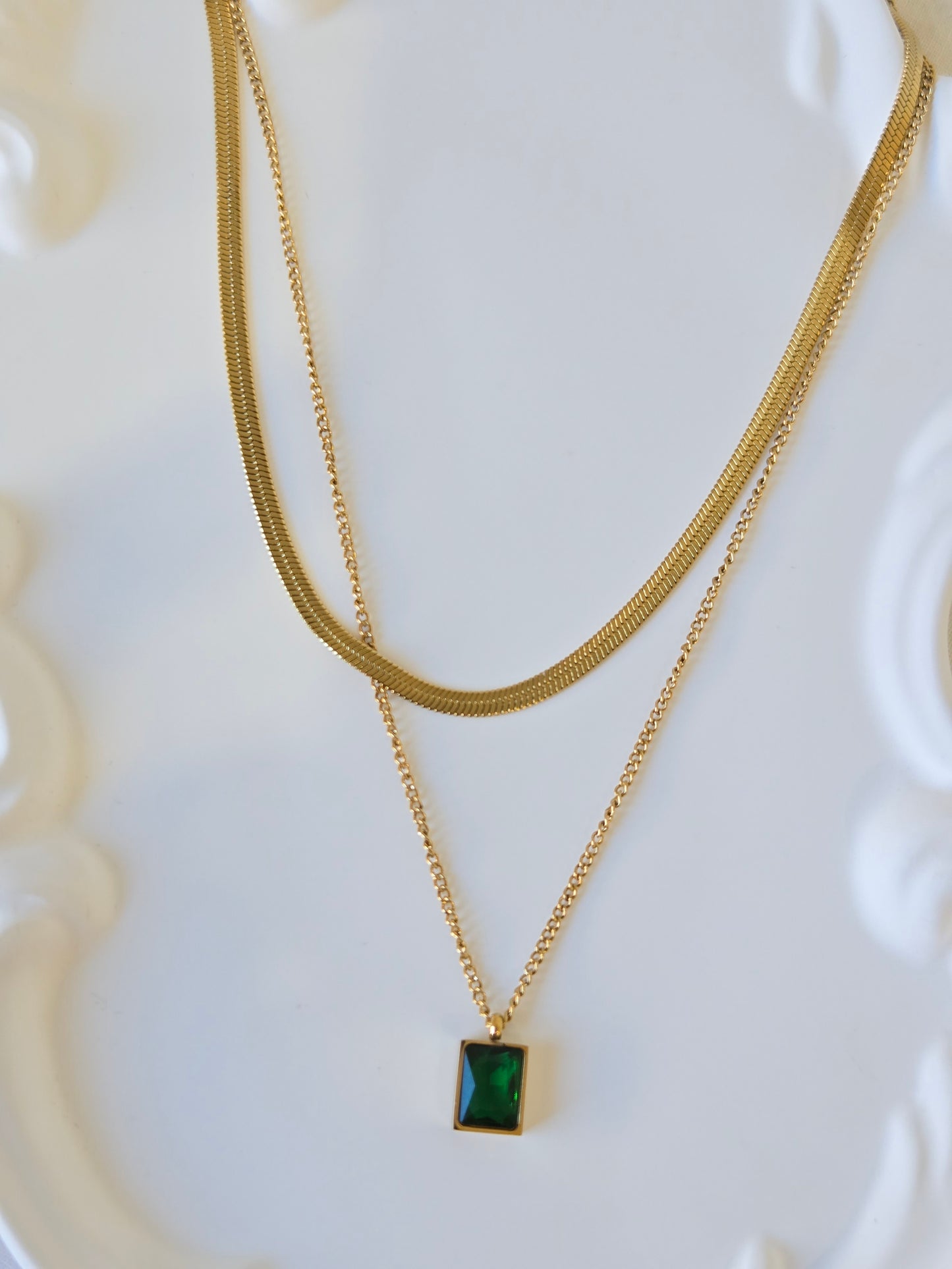 Multi-Layer Stone Chain Necklace