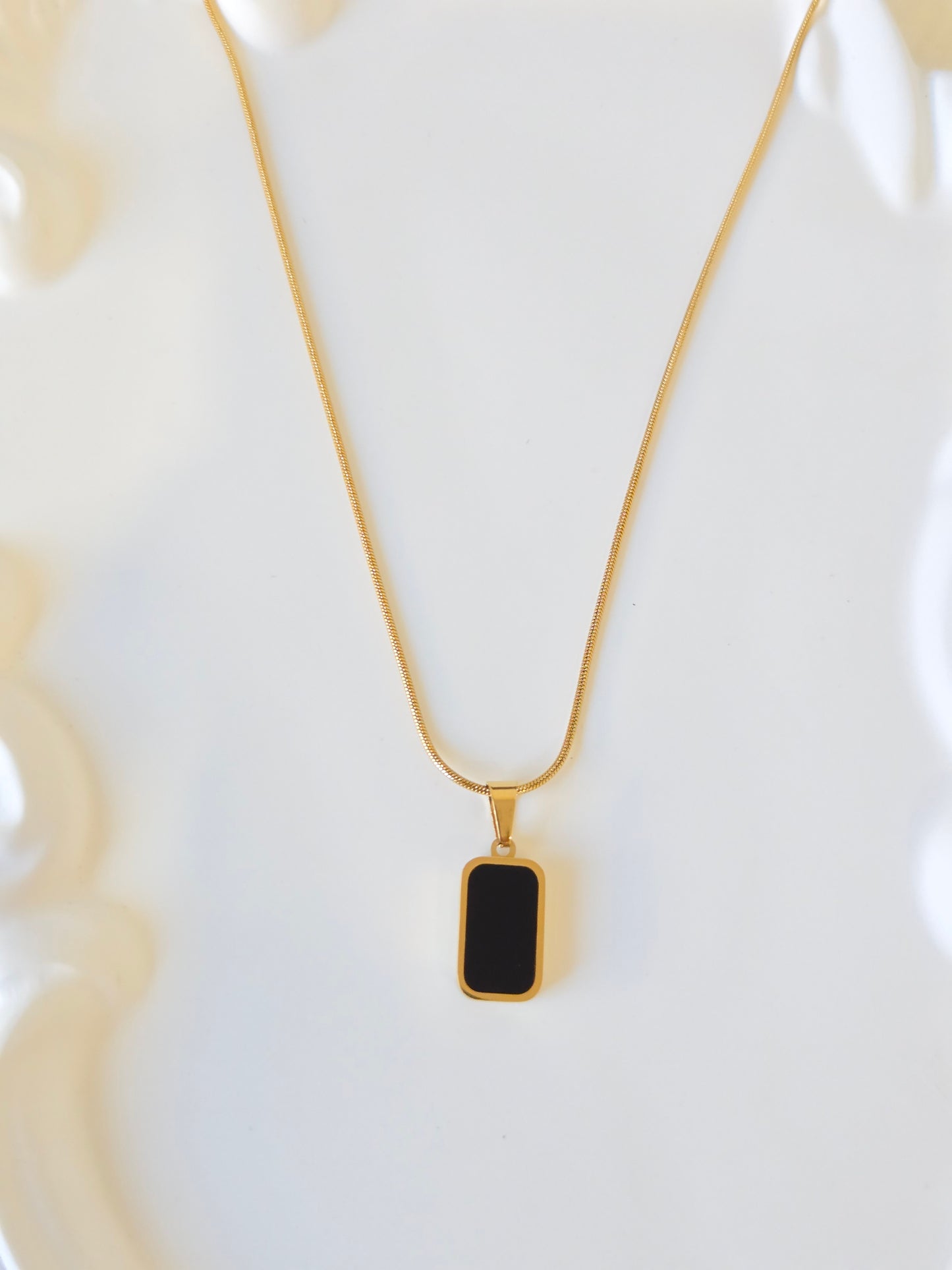 Rectangular Black White Pendant Necklace