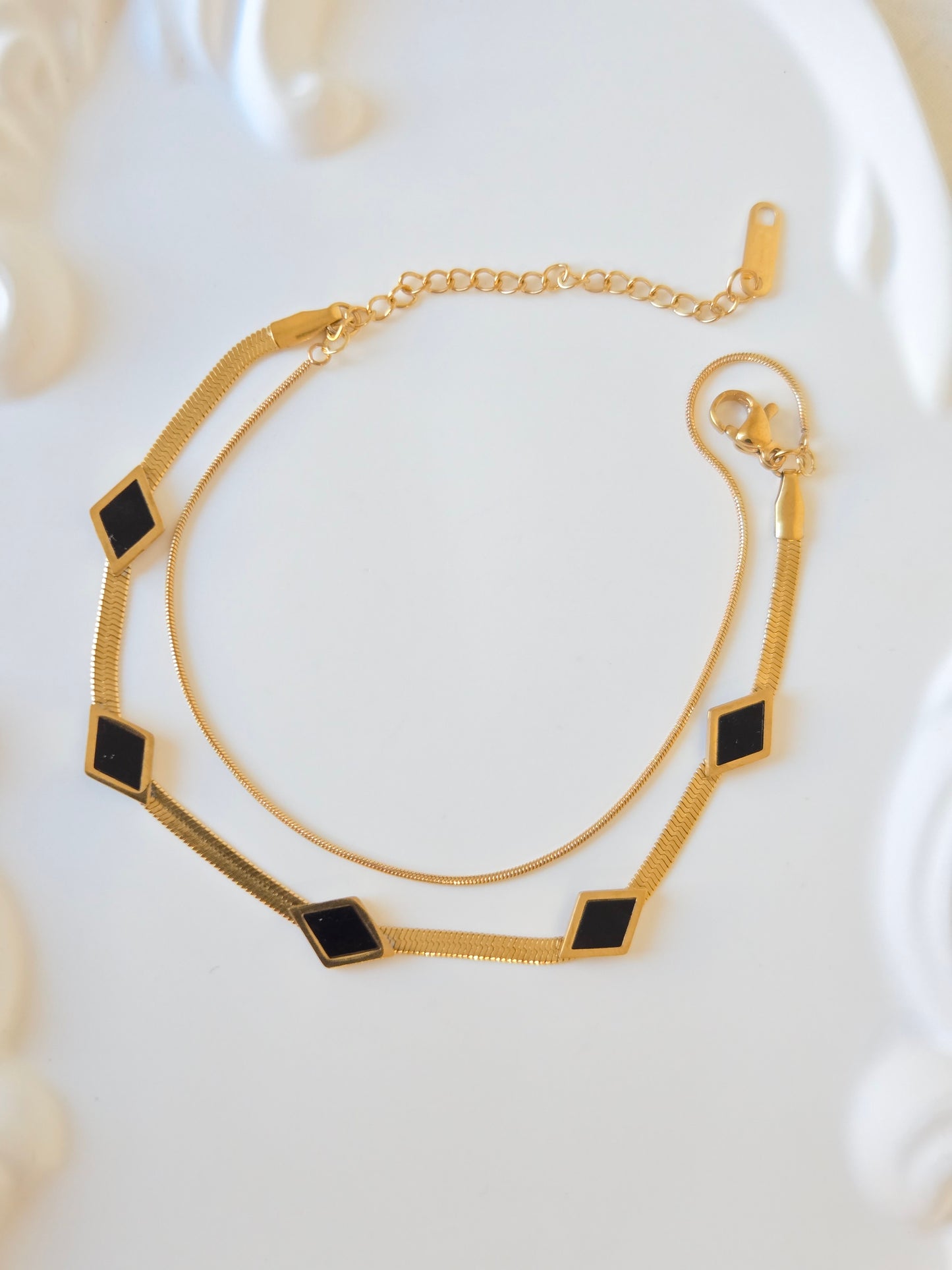 Multi-Chain Black Stones Bracelet