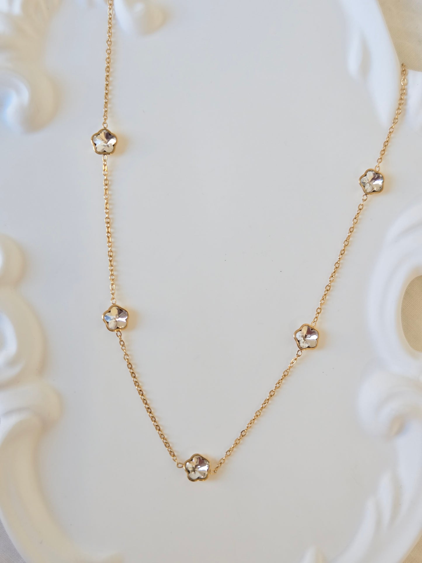 Crystal Flower Charms Necklace
