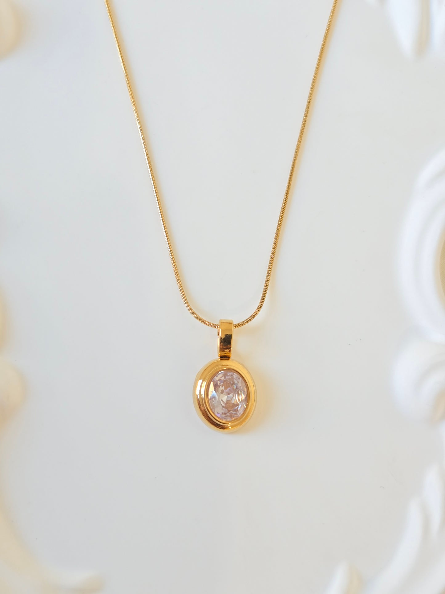 Crystal Pink White Locket Necklace