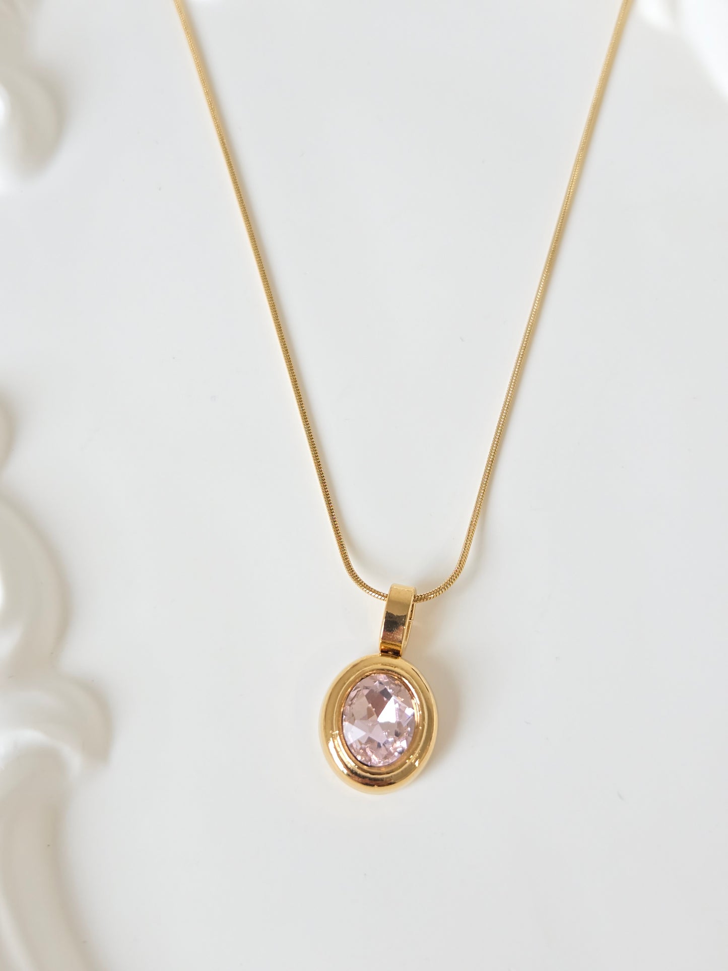 Crystal Pink White Locket Necklace