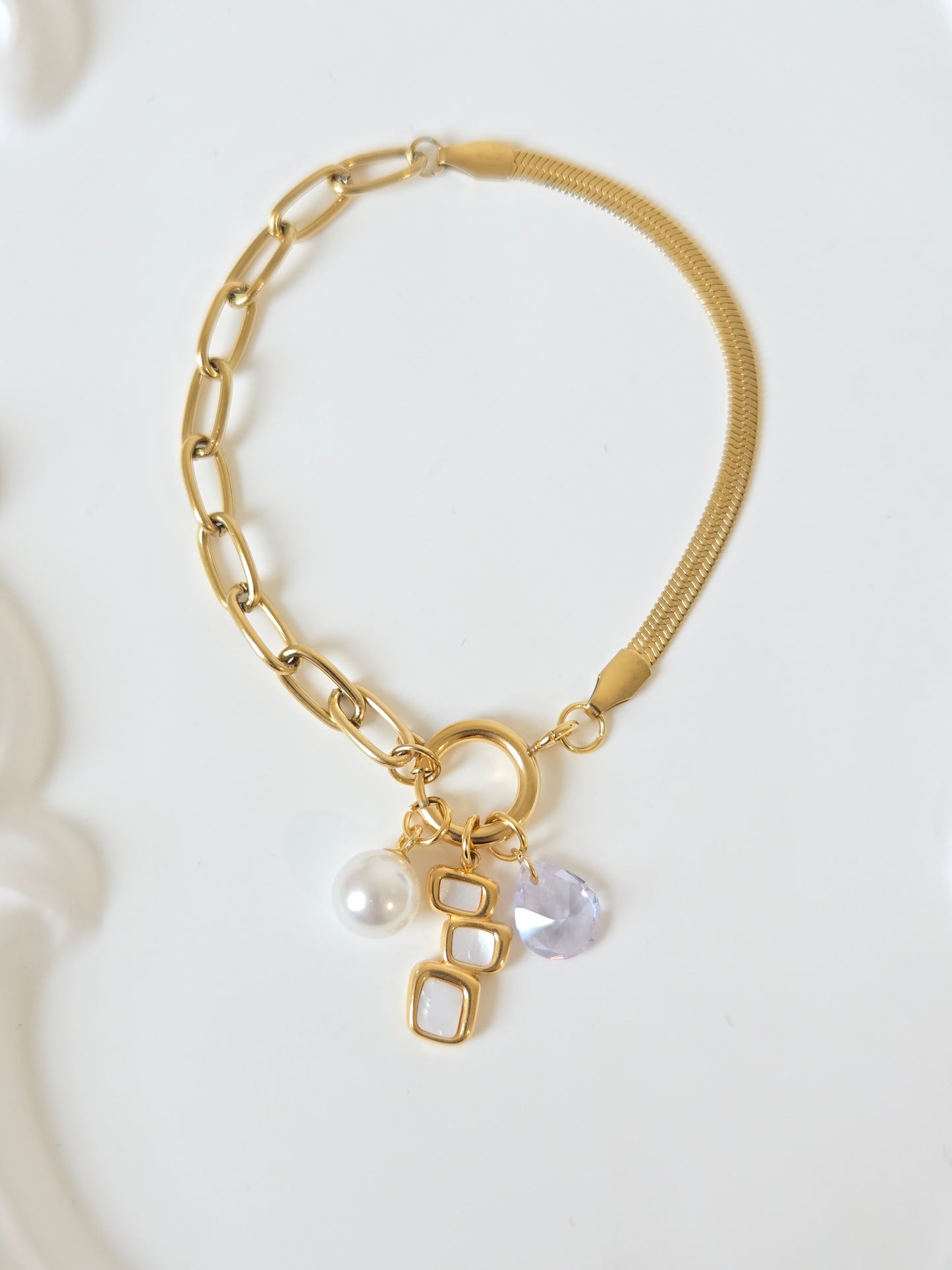 Double Design Chain Drop Bracelet