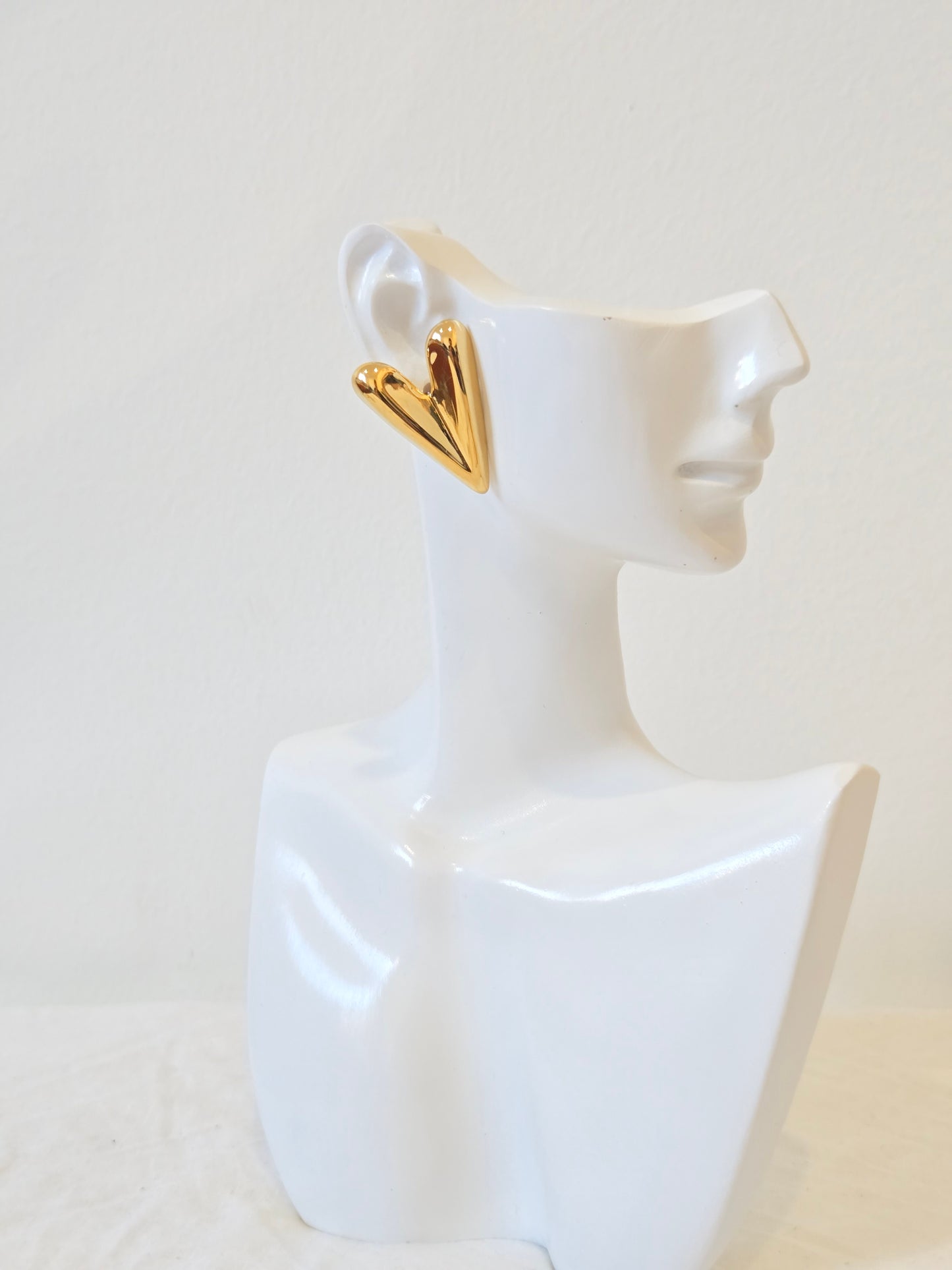 Long Heart Stud Earrings