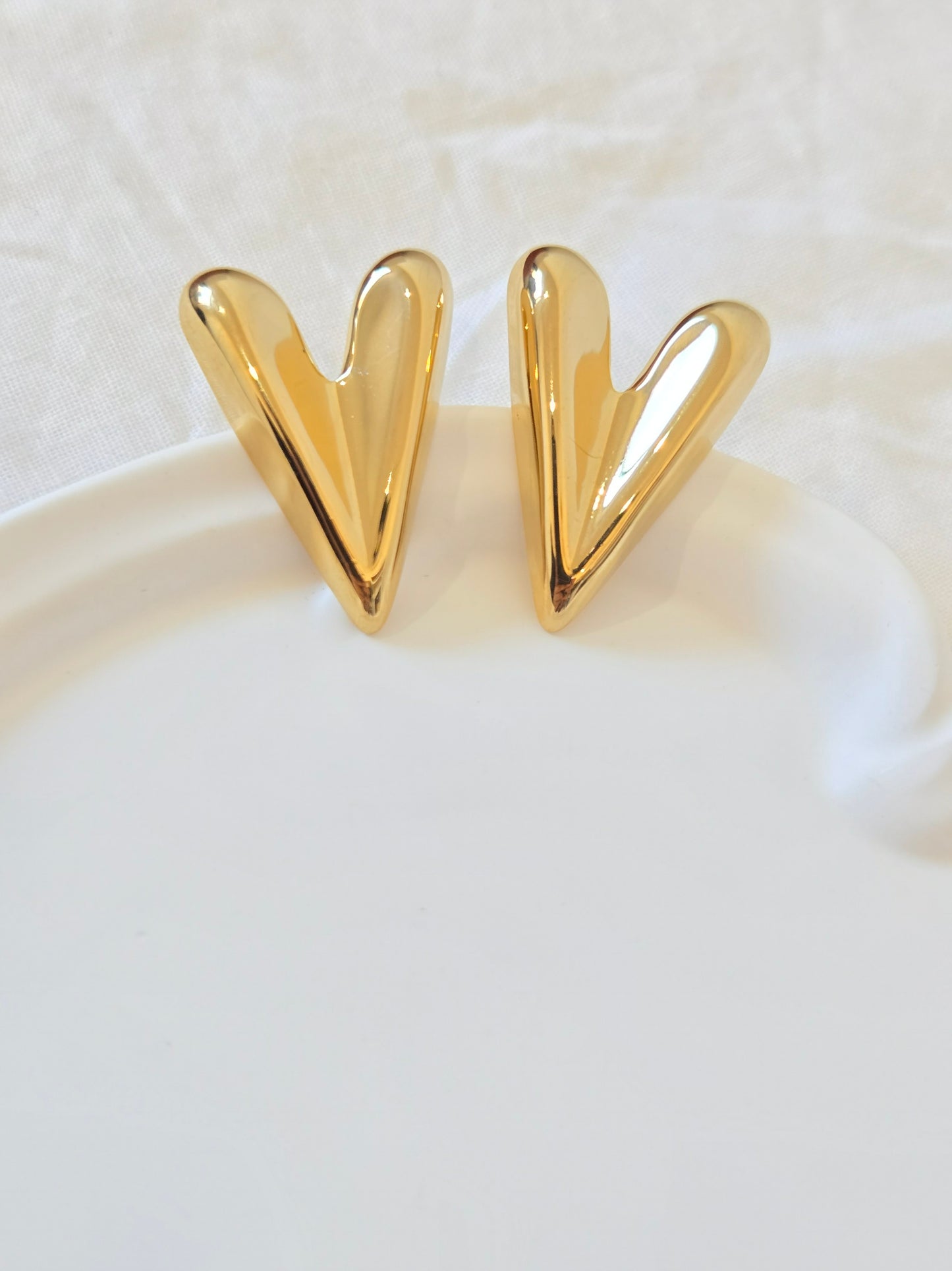 Long Heart Stud Earrings