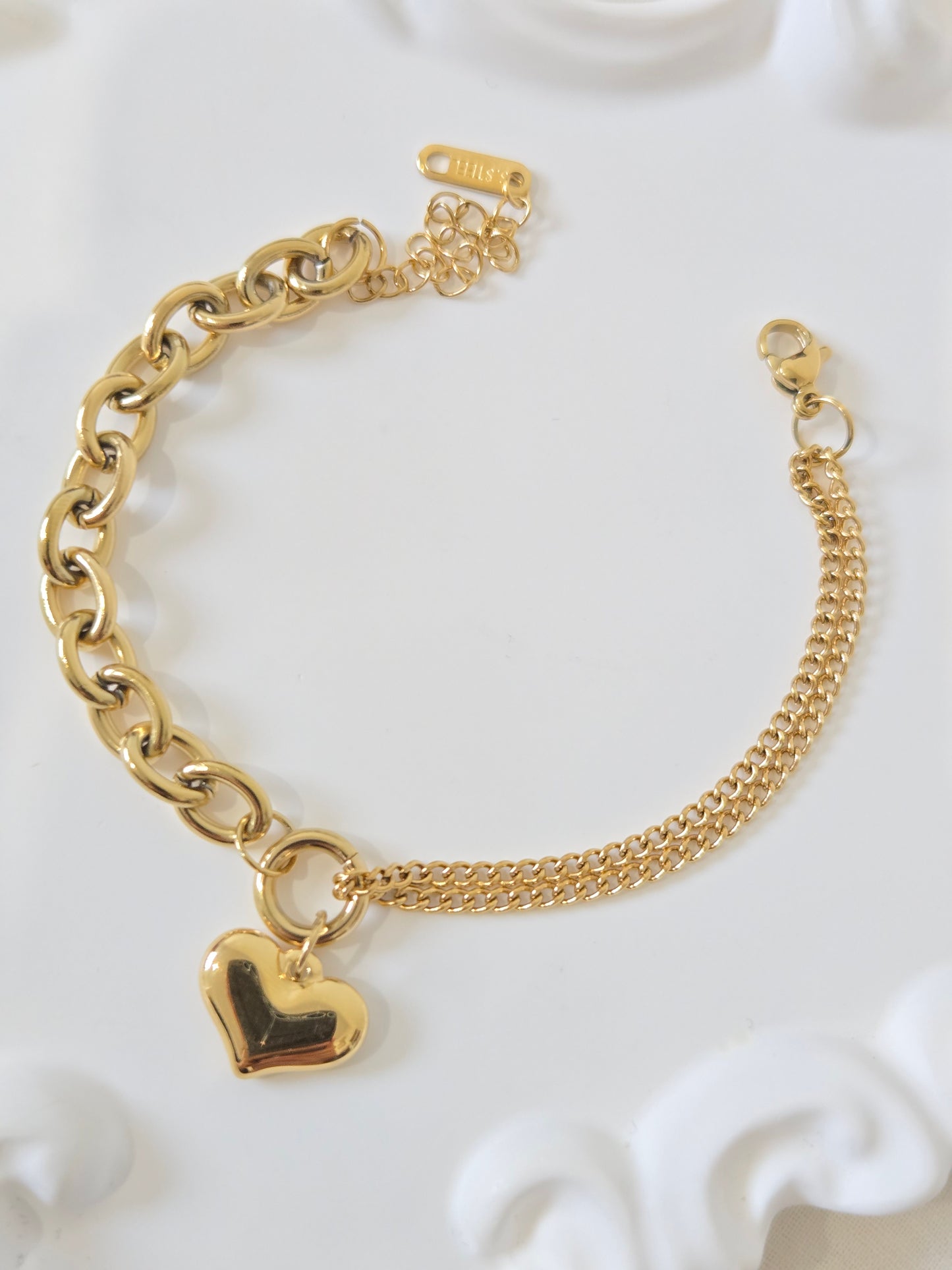 Double Design Chain Heart Bracelet