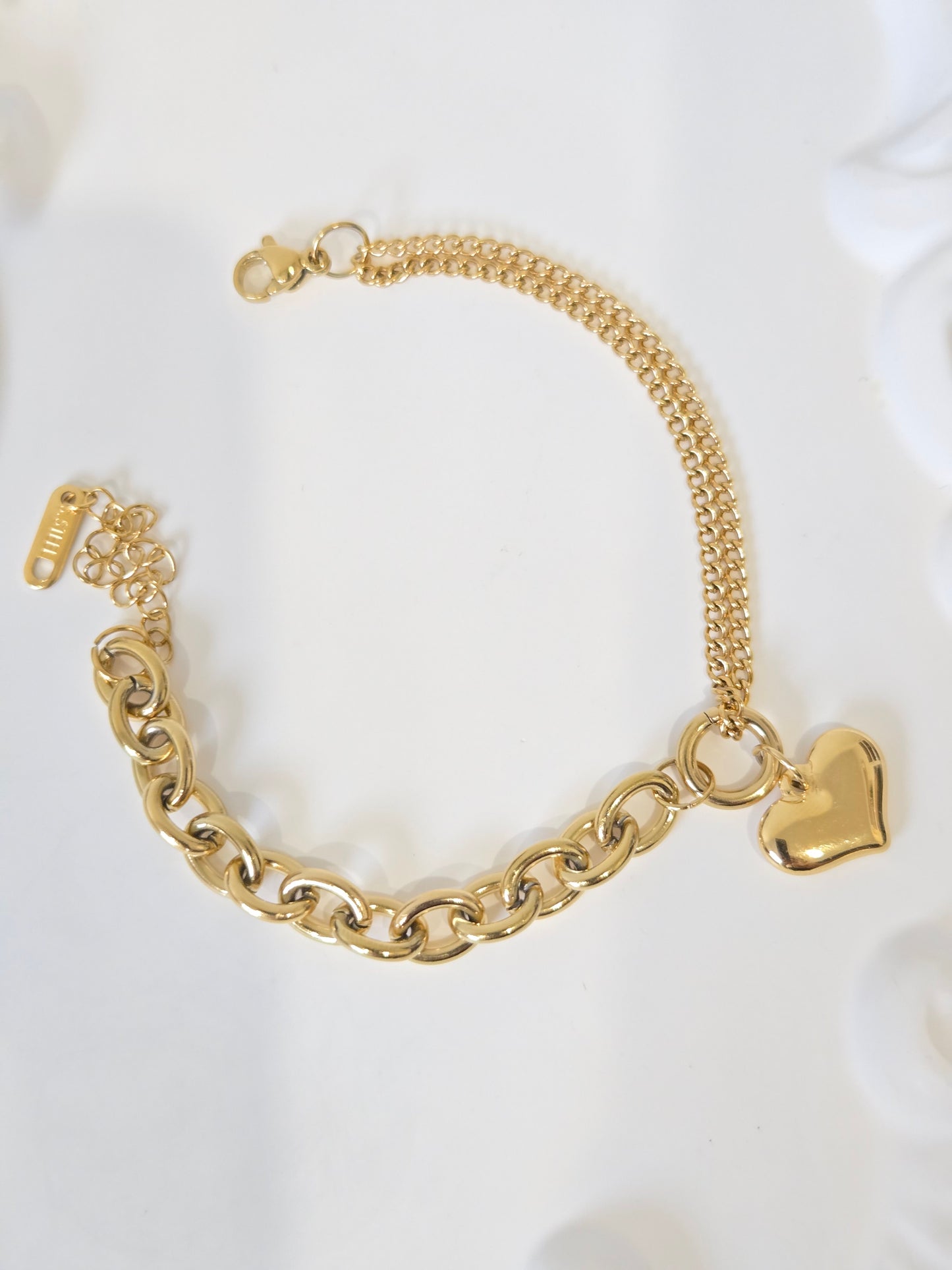 Double Design Chain Heart Bracelet