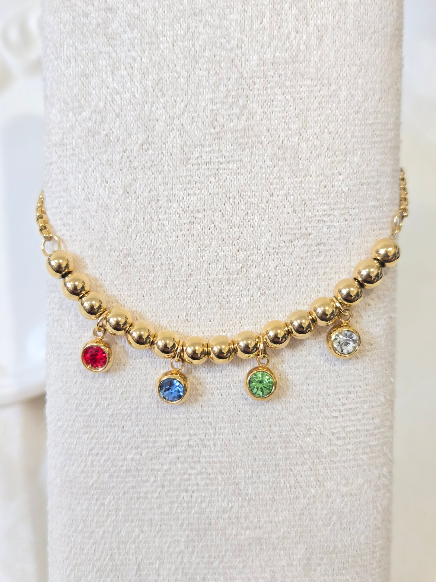 Coloured Stone Beads Chain Bracelet