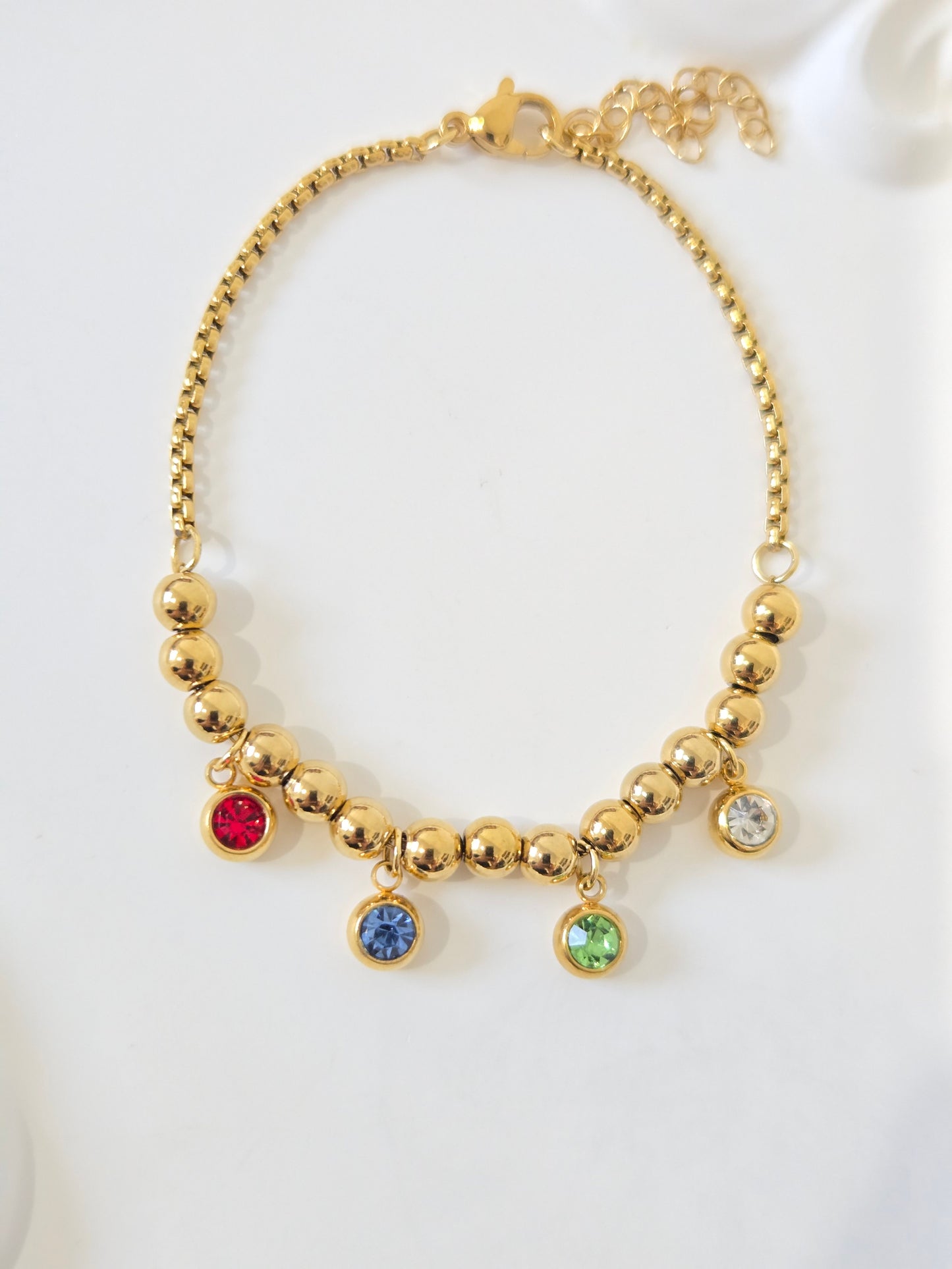 Coloured Stone Beads Chain Bracelet