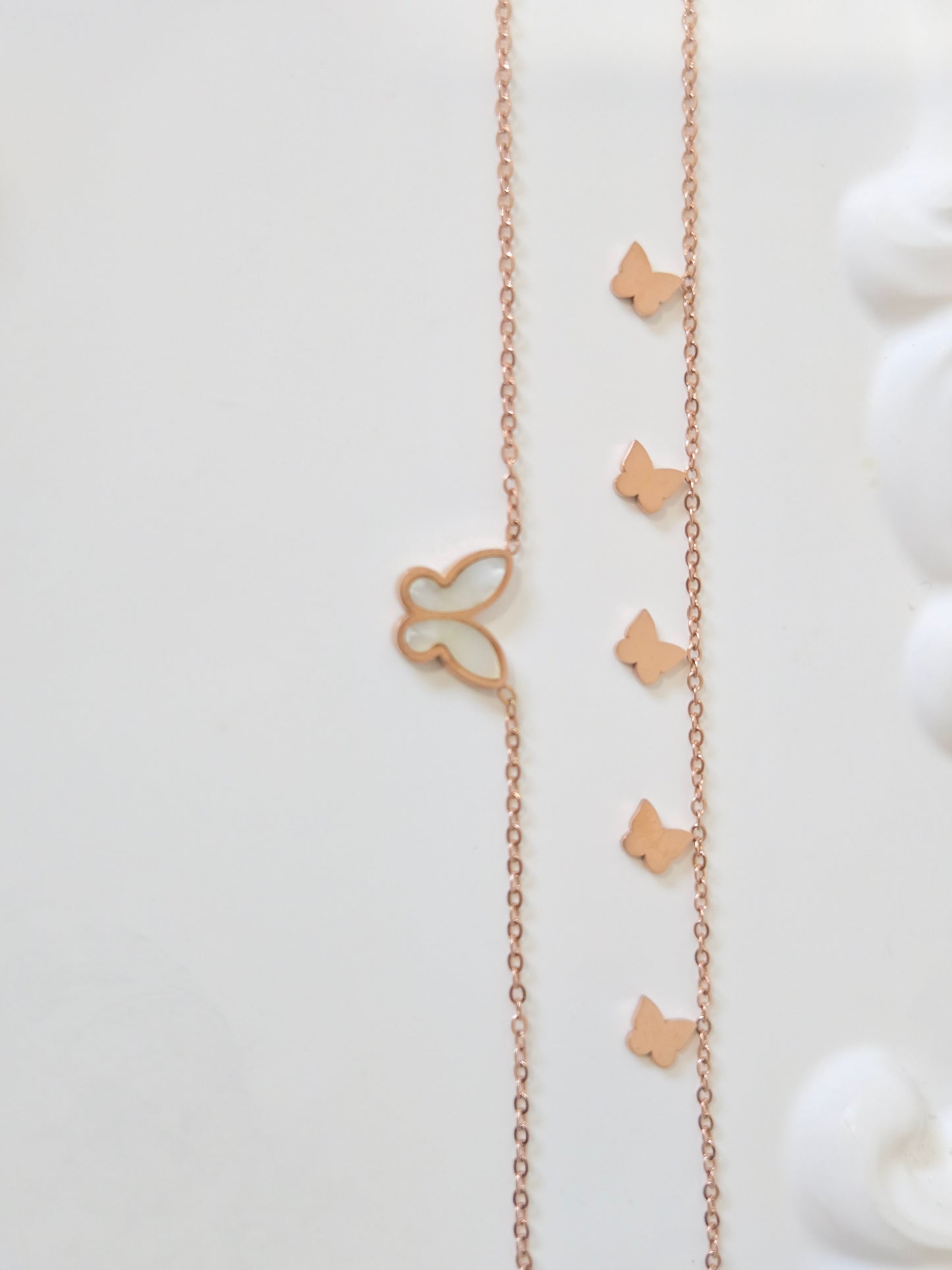 Double Chain Butterfly Charm Bracelet