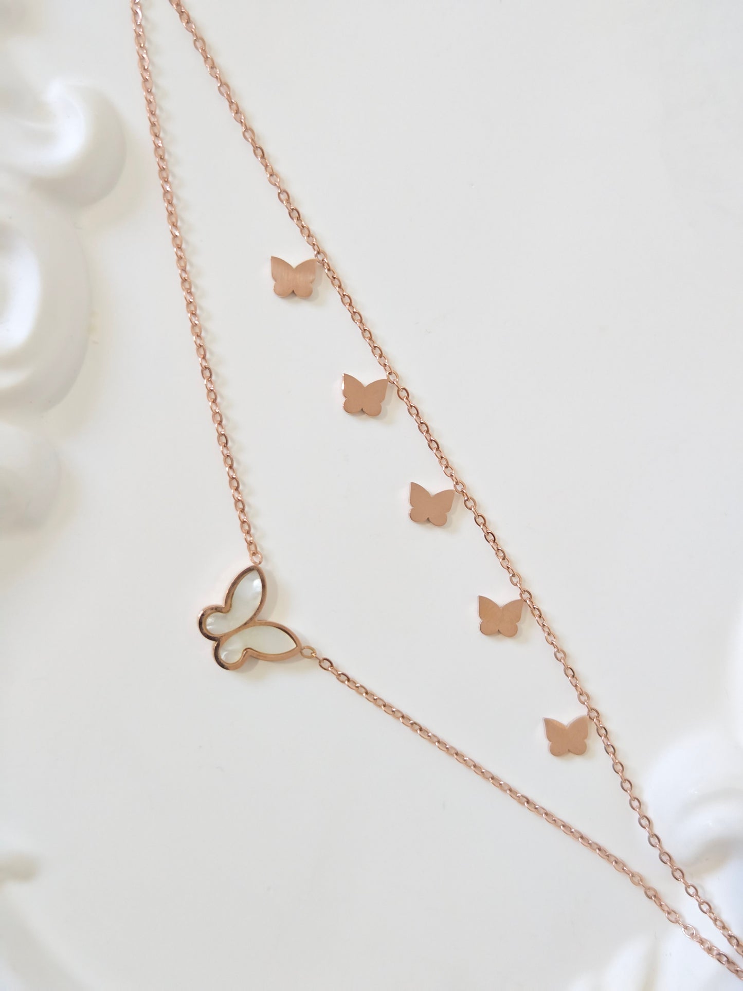 Double Chain Butterfly Charm Bracelet