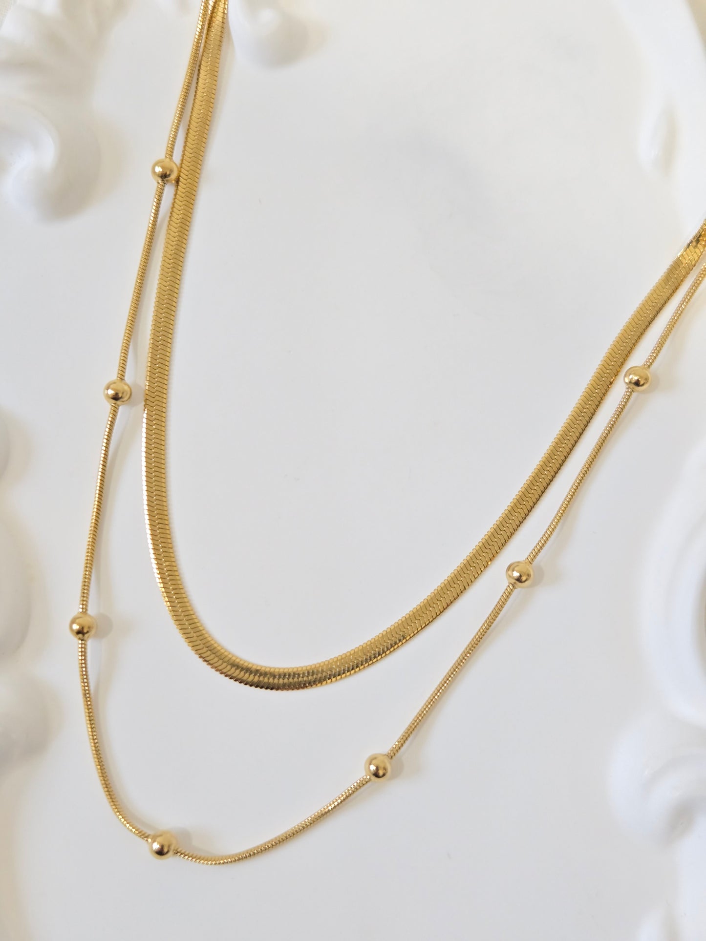 Double Layer Bead Chain Necklace