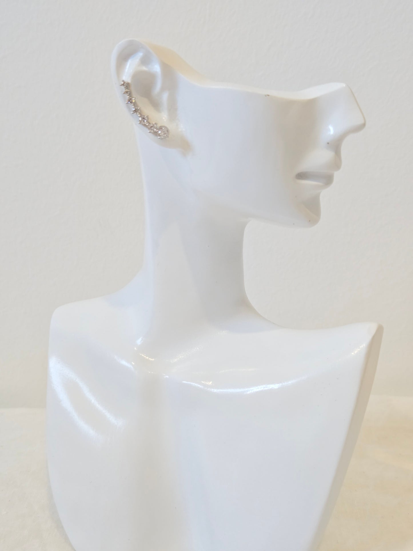 Silver Chain Drop Earcuf Earrings
