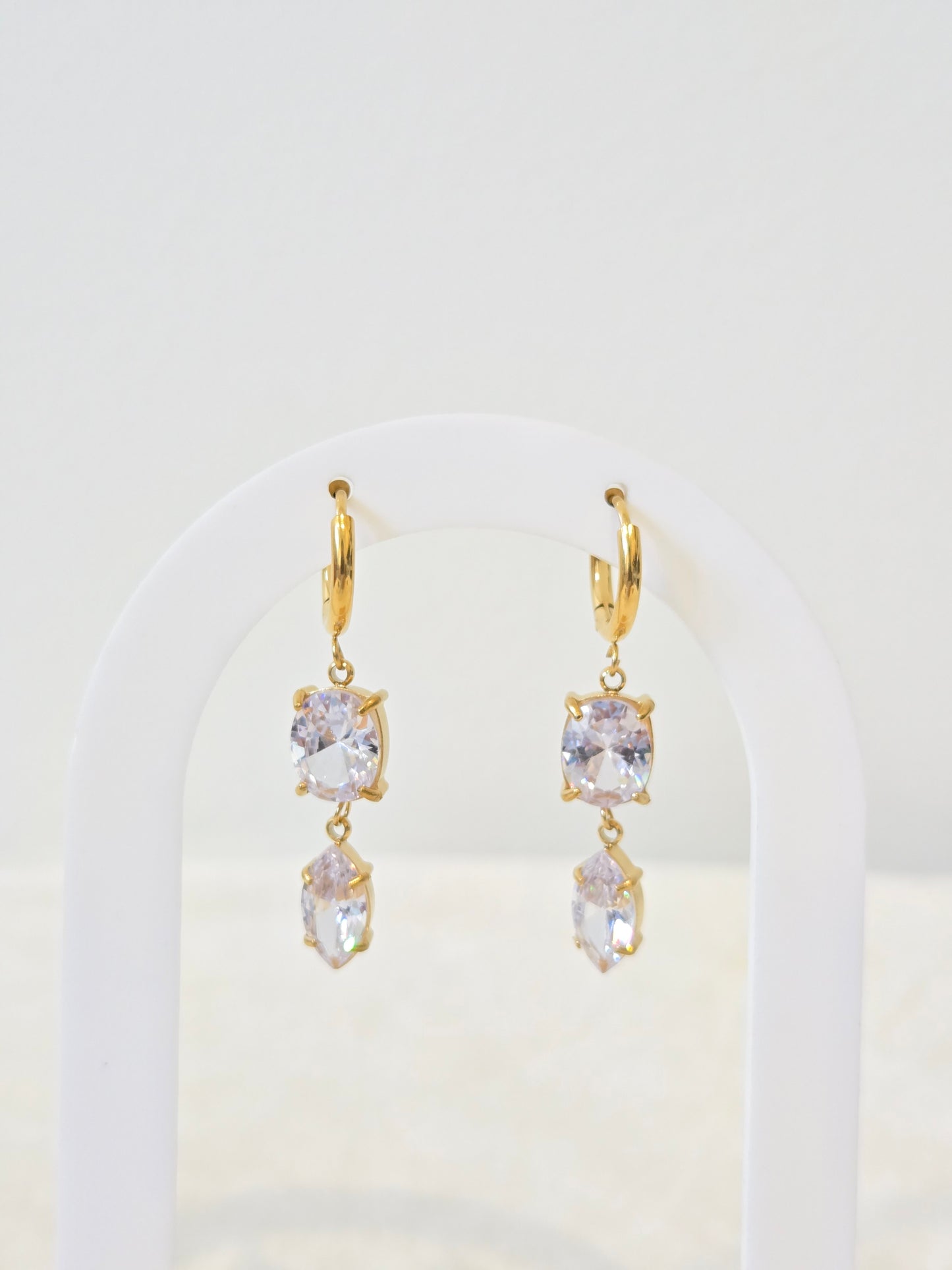 Stone Drop Hoop Earrings