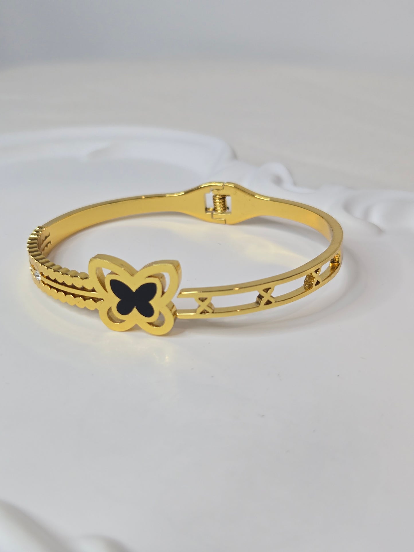 Double Design X Butterfly Bangle Bracelet