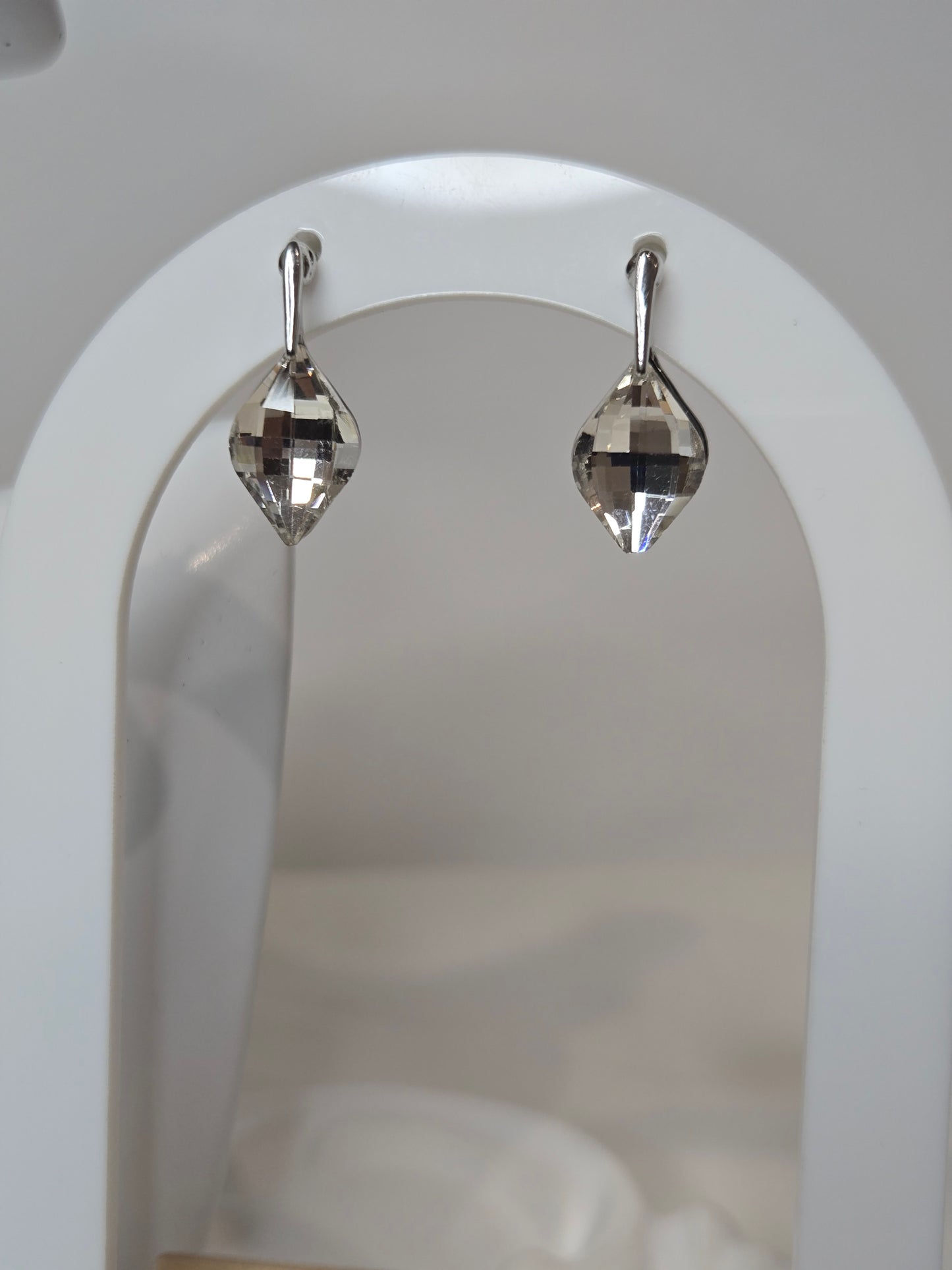 Silver Crystal Necklace Pure Ice Pendants Necklace with Earrings