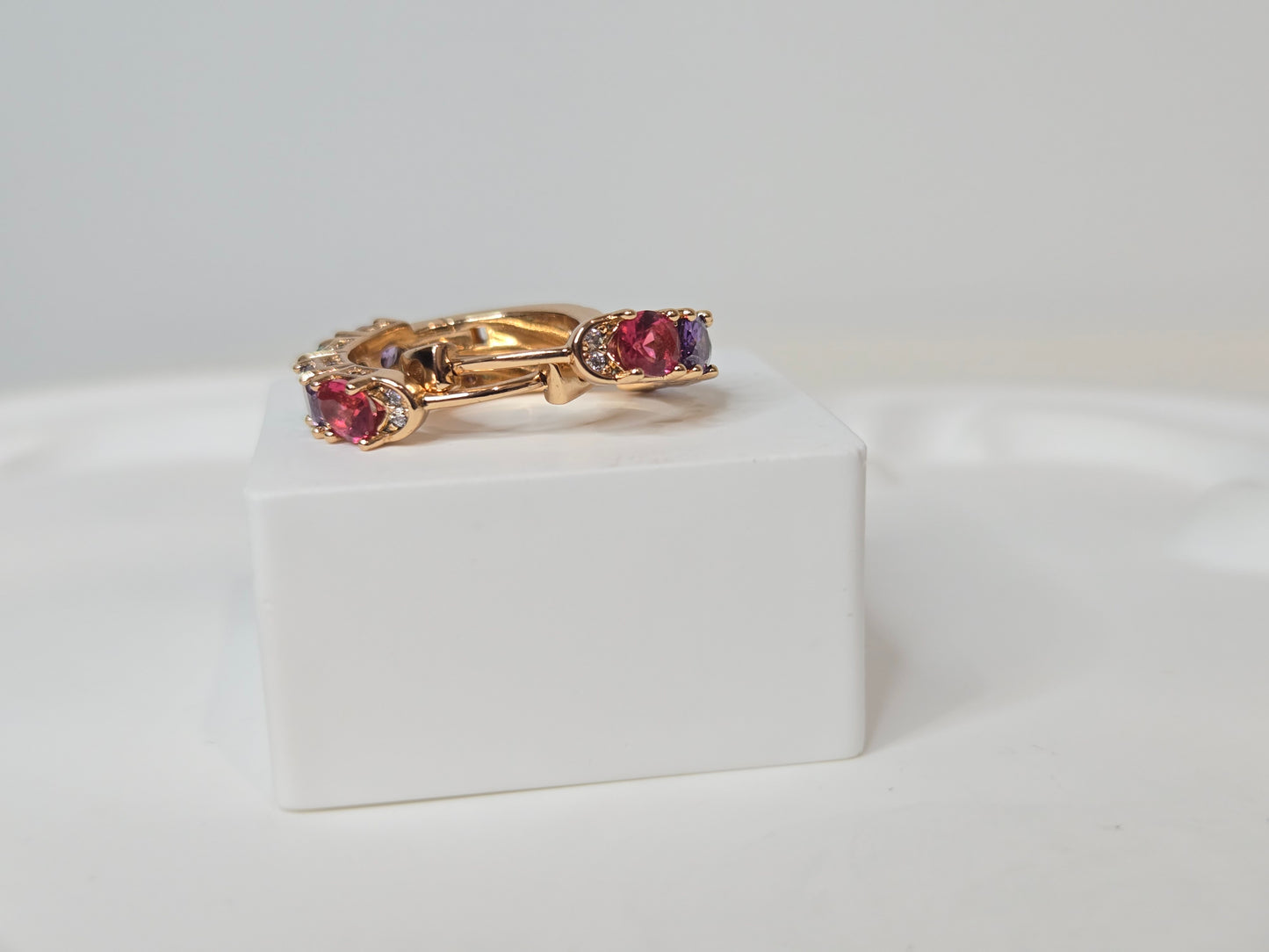 Multi-colored Stone Hoop Earrings