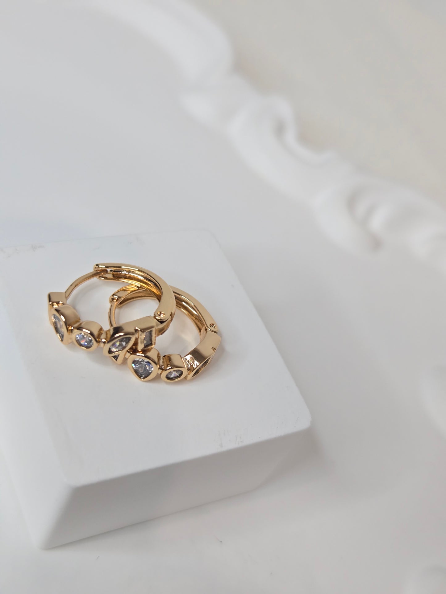 Multi-shaped Stone Huggies Earrings