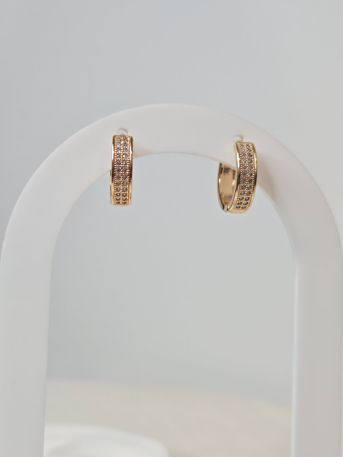 Double Stone Layer Huggie Hoops