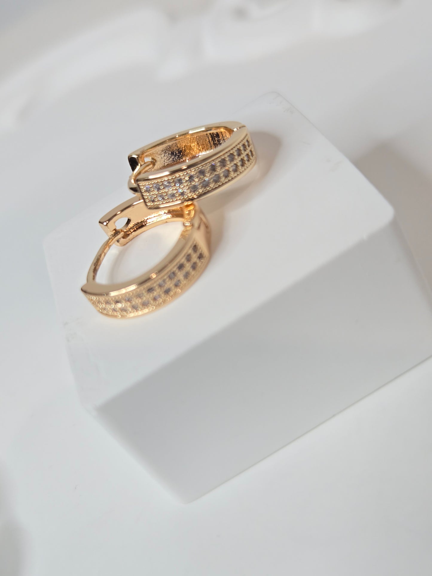 Double Stone Layer Huggie Hoops