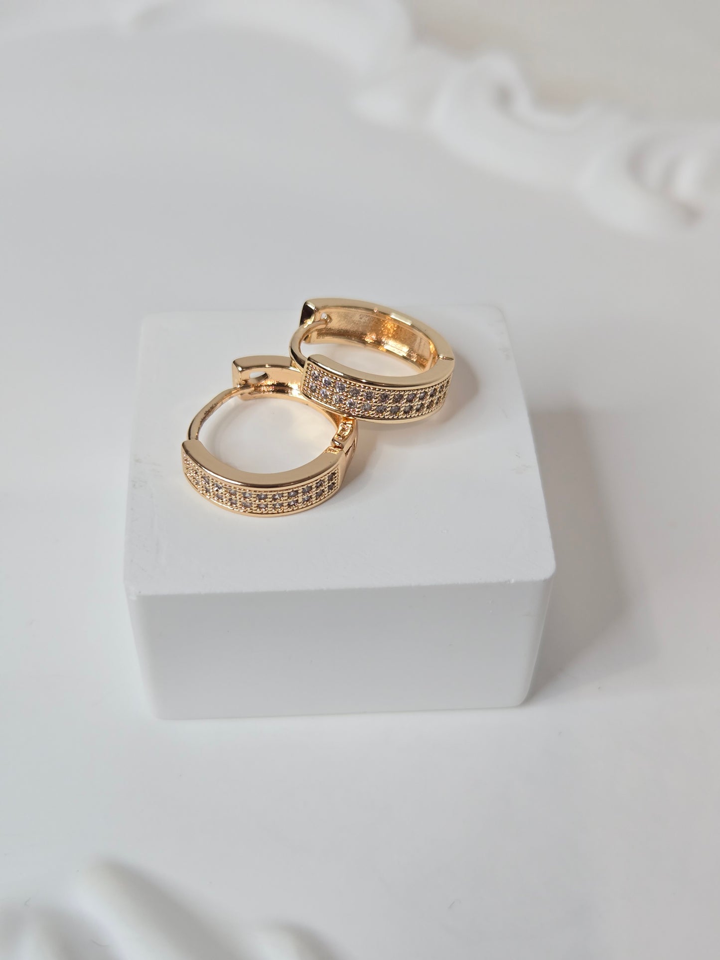 Double Stone Layer Huggie Hoops