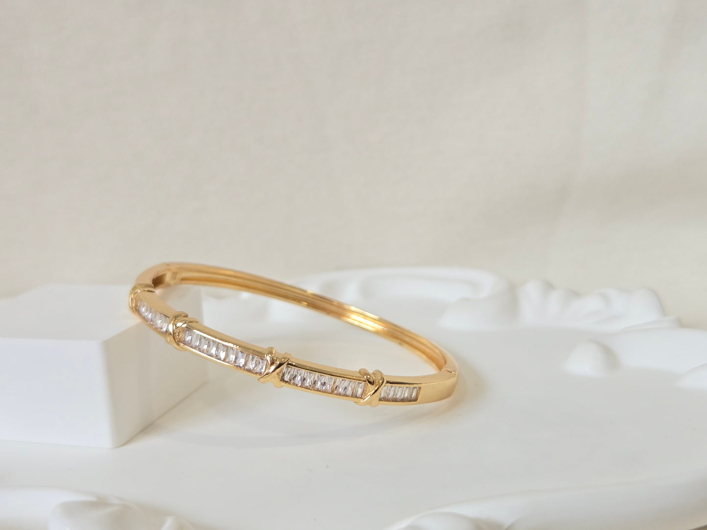 Sleek Baguette Style Bangle Bracelet