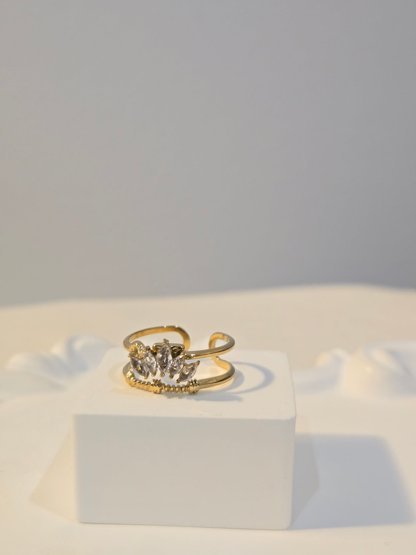 Marquise Cut Crystal Crown Ring
