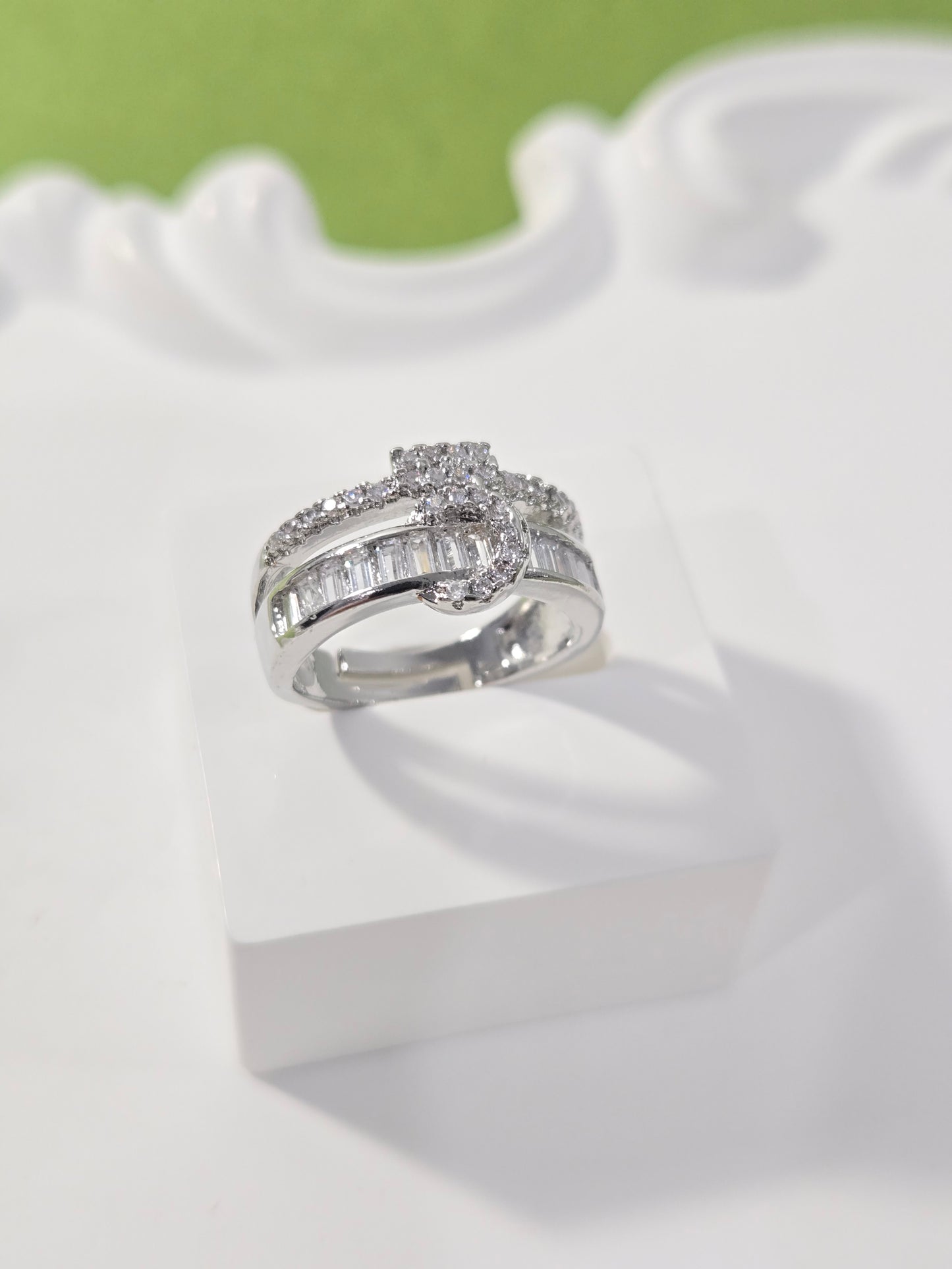 Silver Statement Baguette Cut Ring