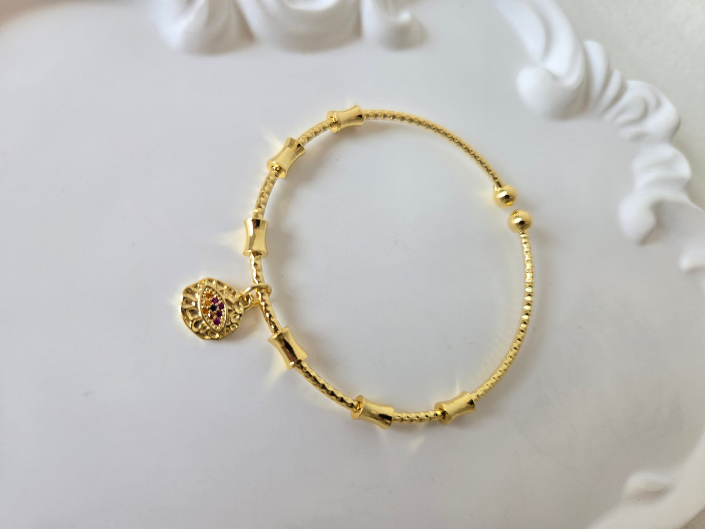 Evil Eye Charm Bangle Bracelet