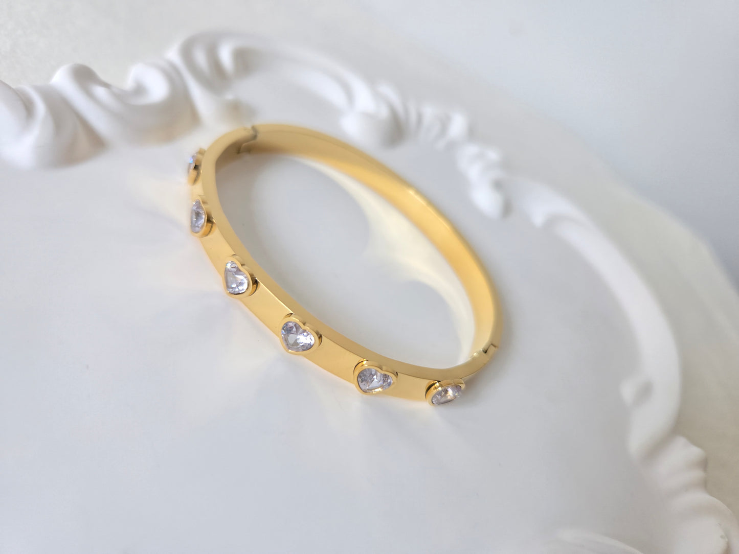Heart Stone Bangle Bracelet