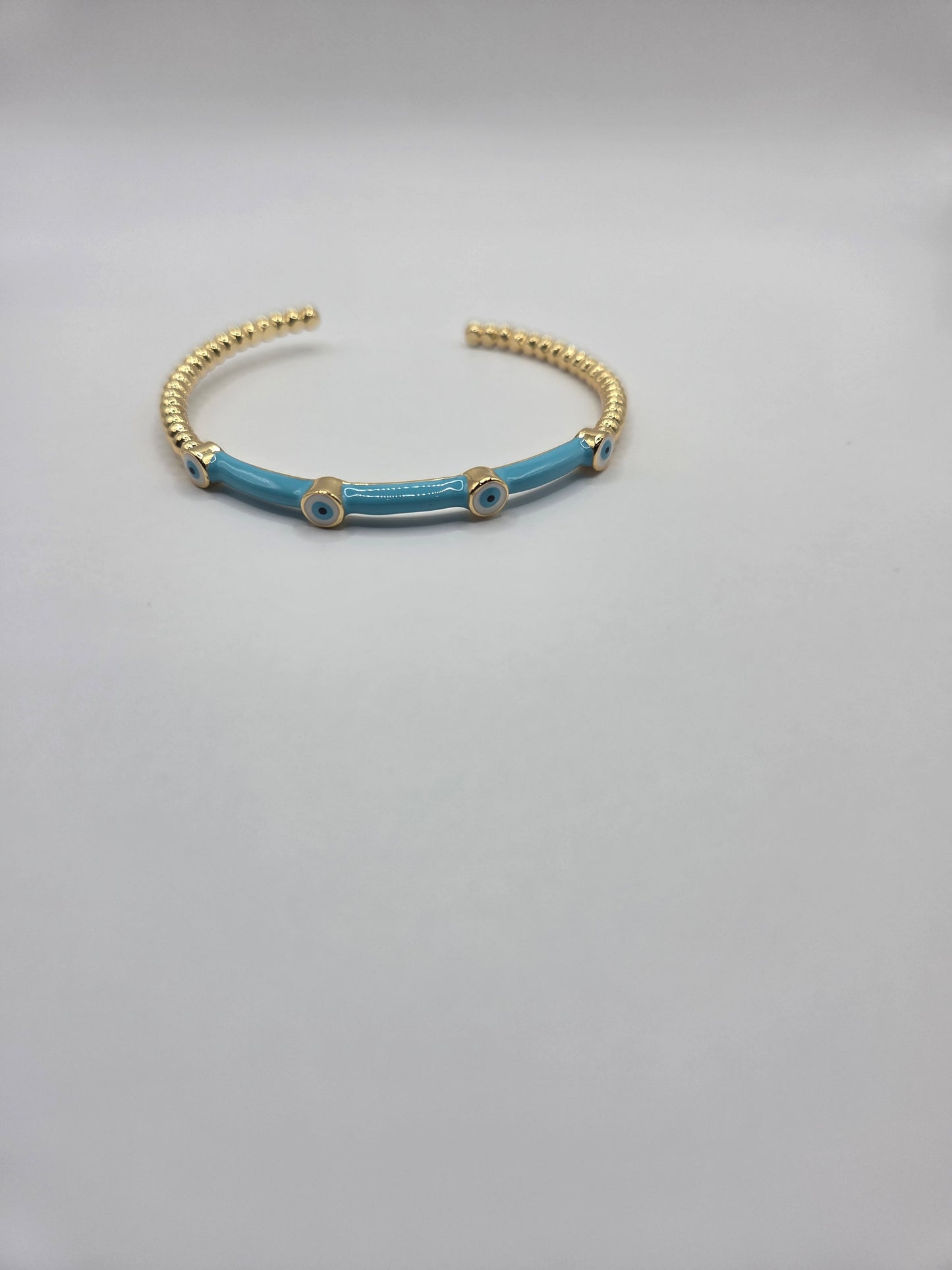 Gold Plated Enamel Evil Eye Bangle