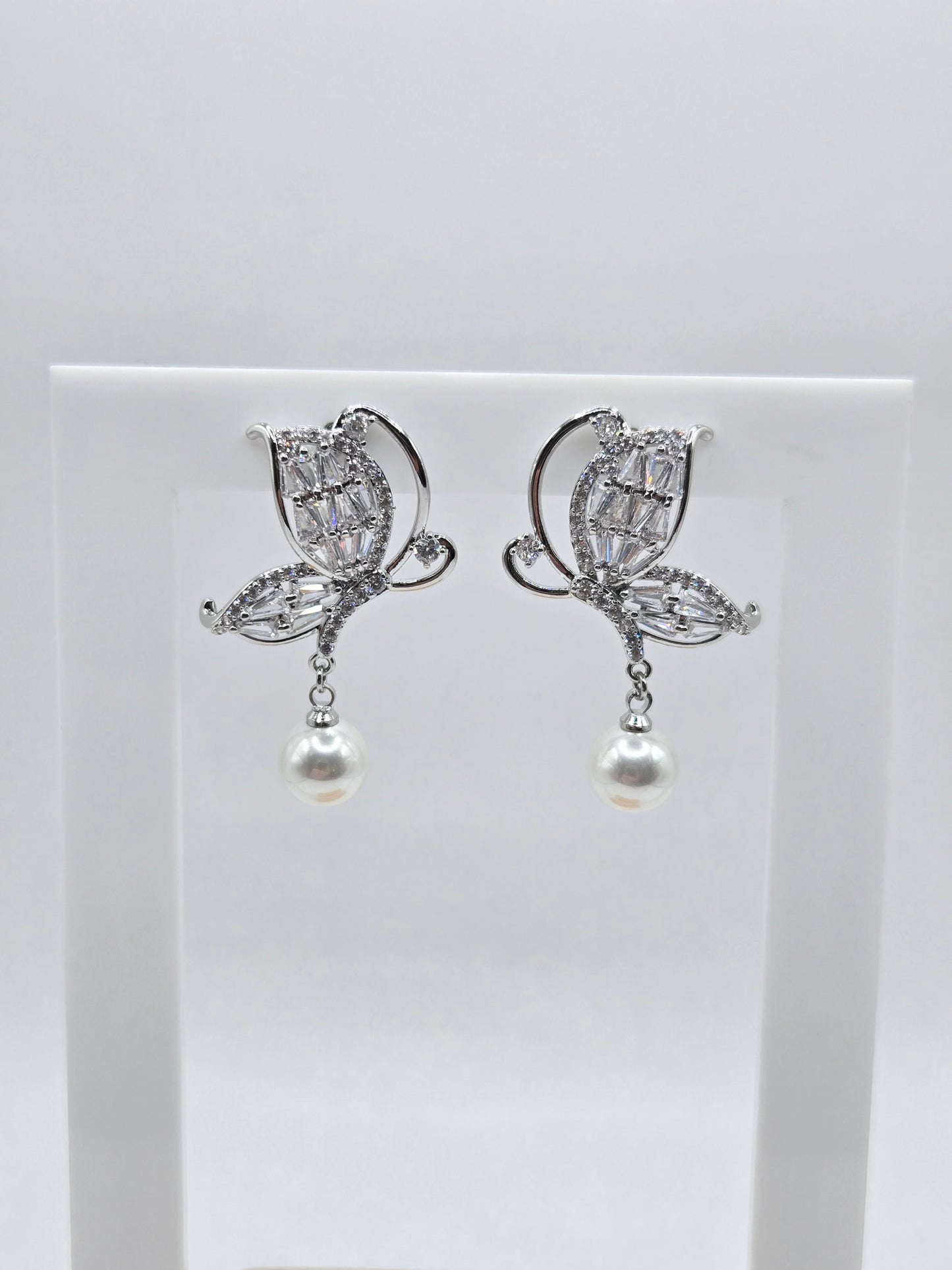 Butterfly Pearl Drop Earrings
