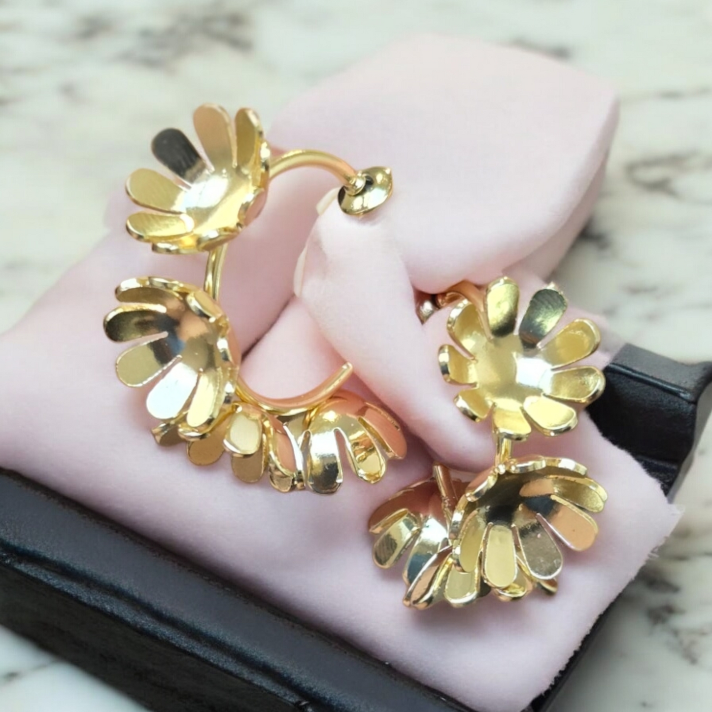 Gold Flower Hoop Earrings