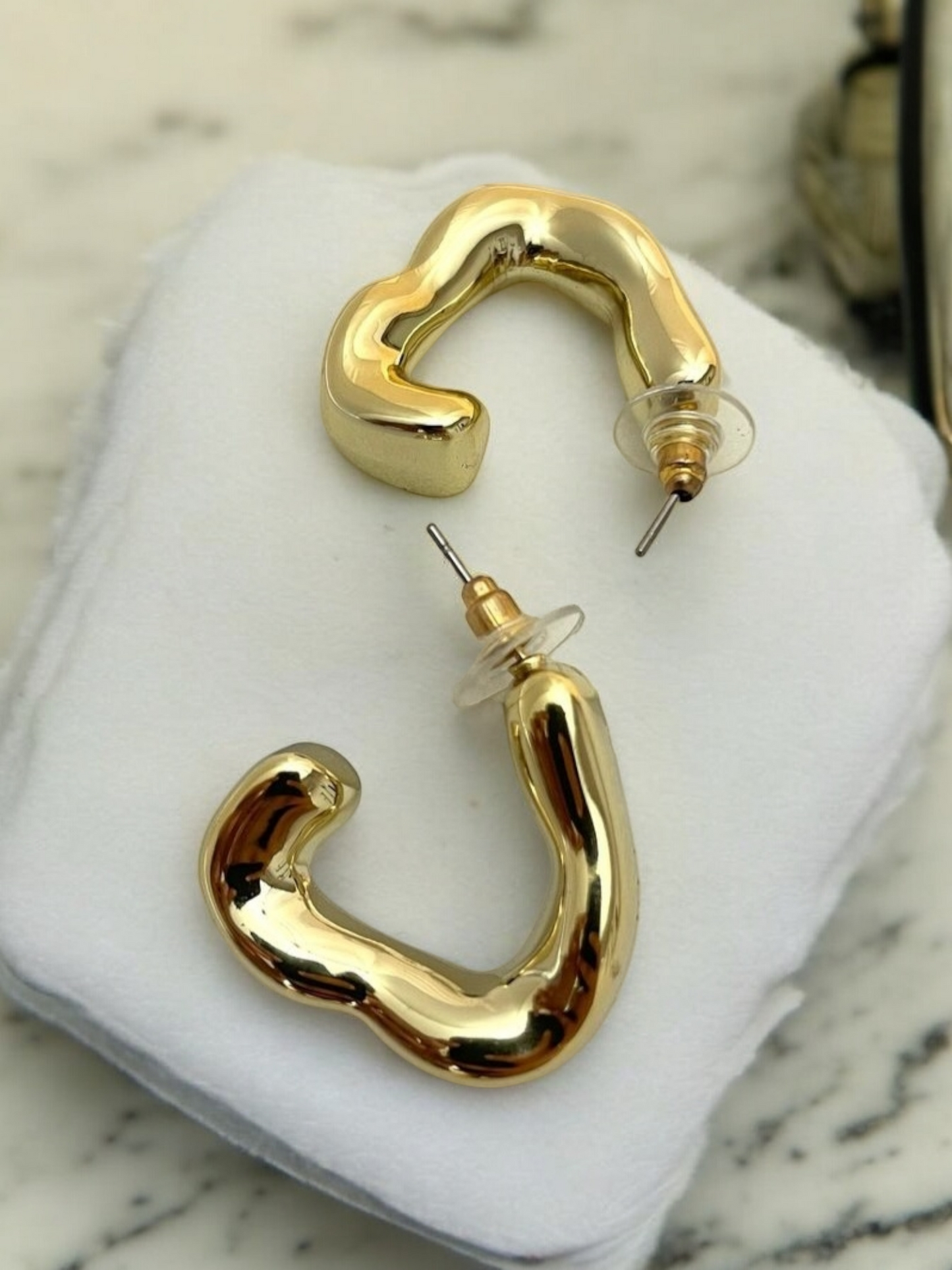 Gold C Hoop Earrings