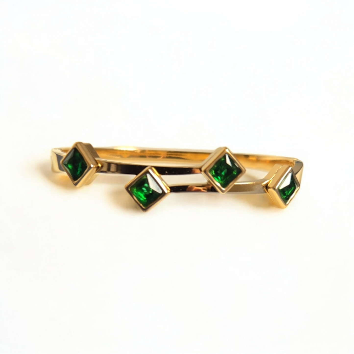 Openable Green Stone Bangle Bracelet