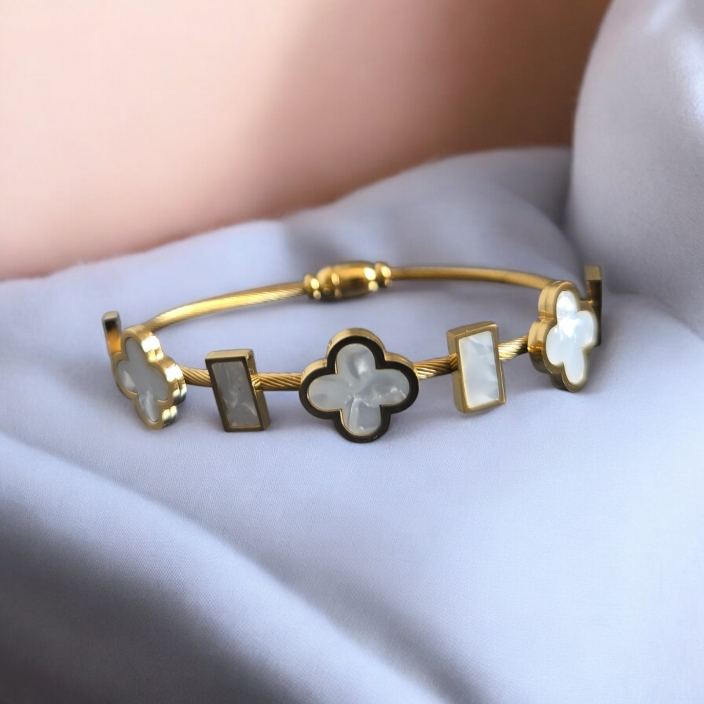 White Clover Bangle Bracelet