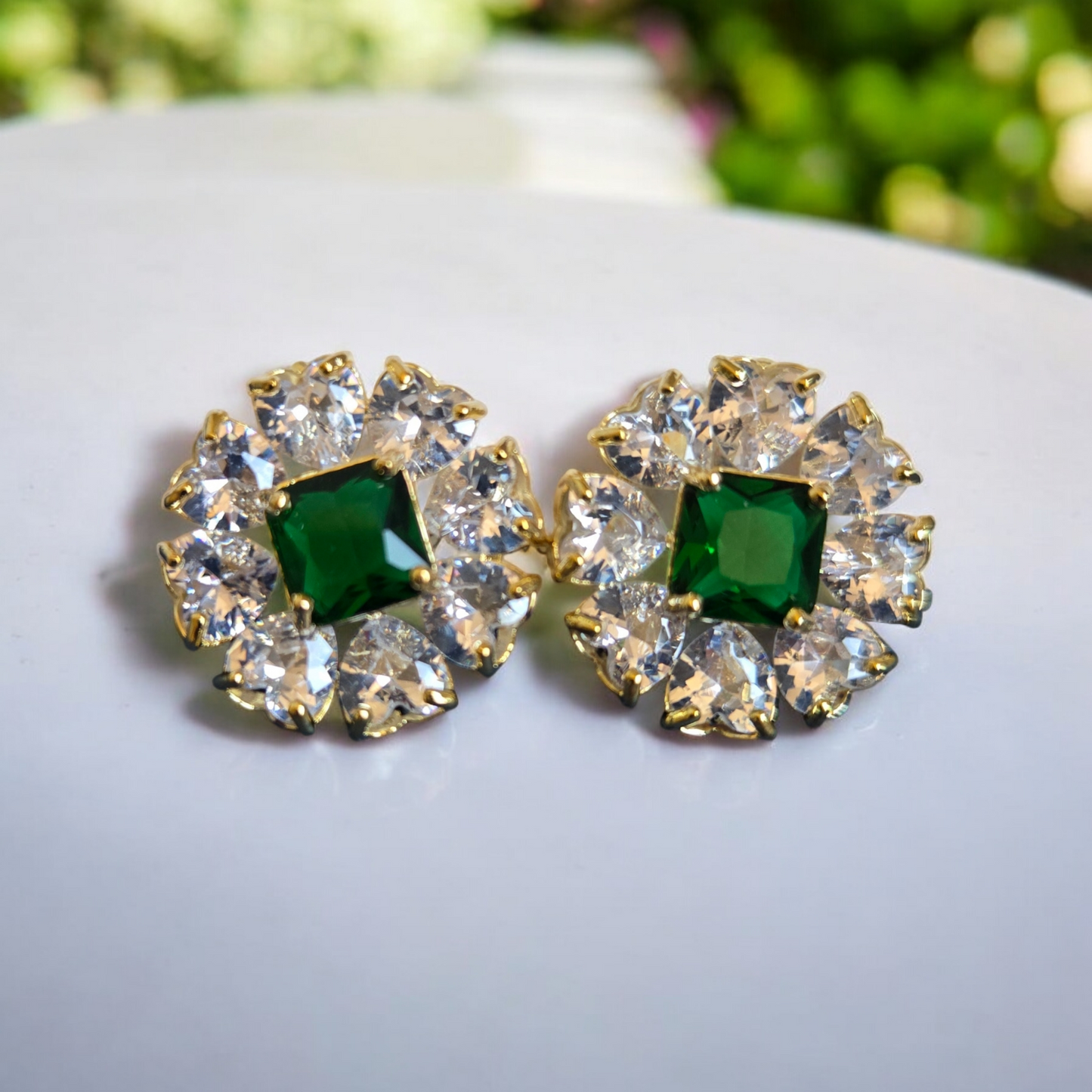 Crystal Stone Stud Earrings