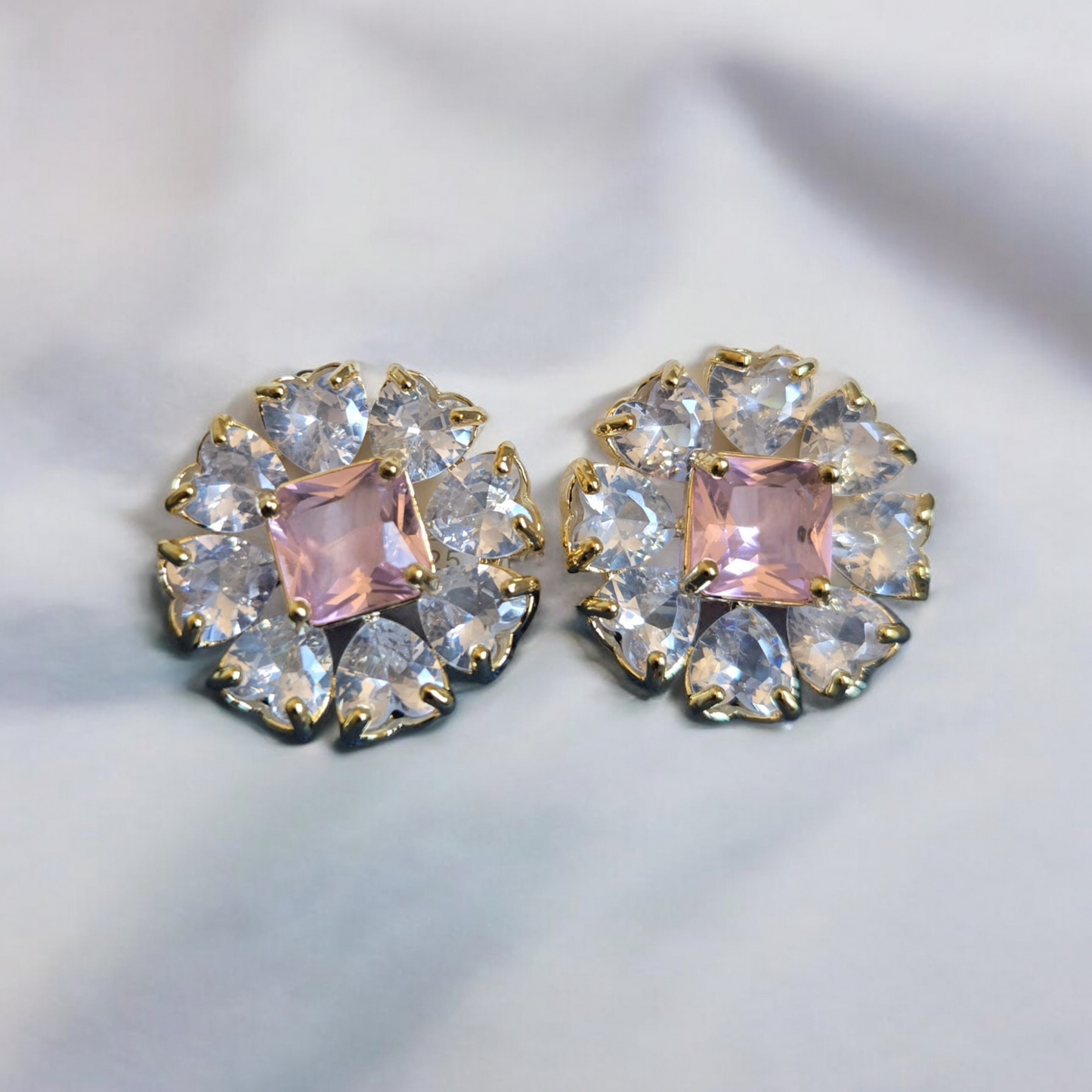 Crystal Stone Stud Earrings