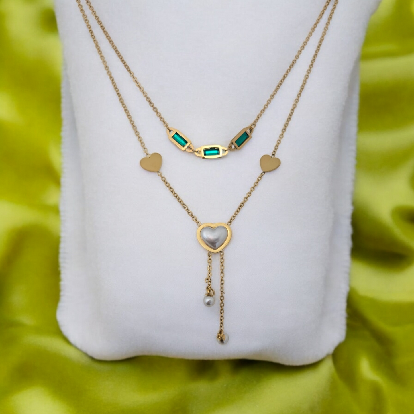 Heart Multilayer Hanging Stone Necklace