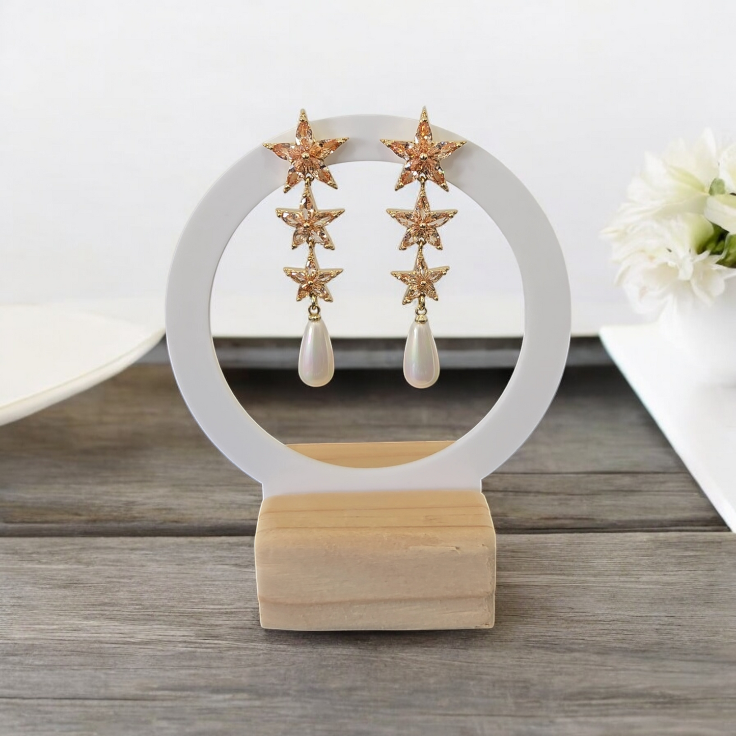 Stone Stars Dangle Earrings
