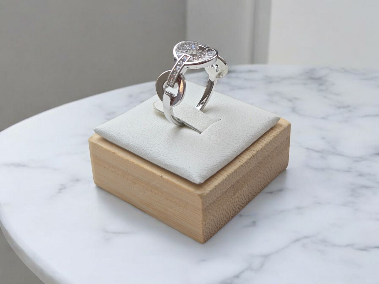 Hollow Circle Style Adjustable Silver Ring