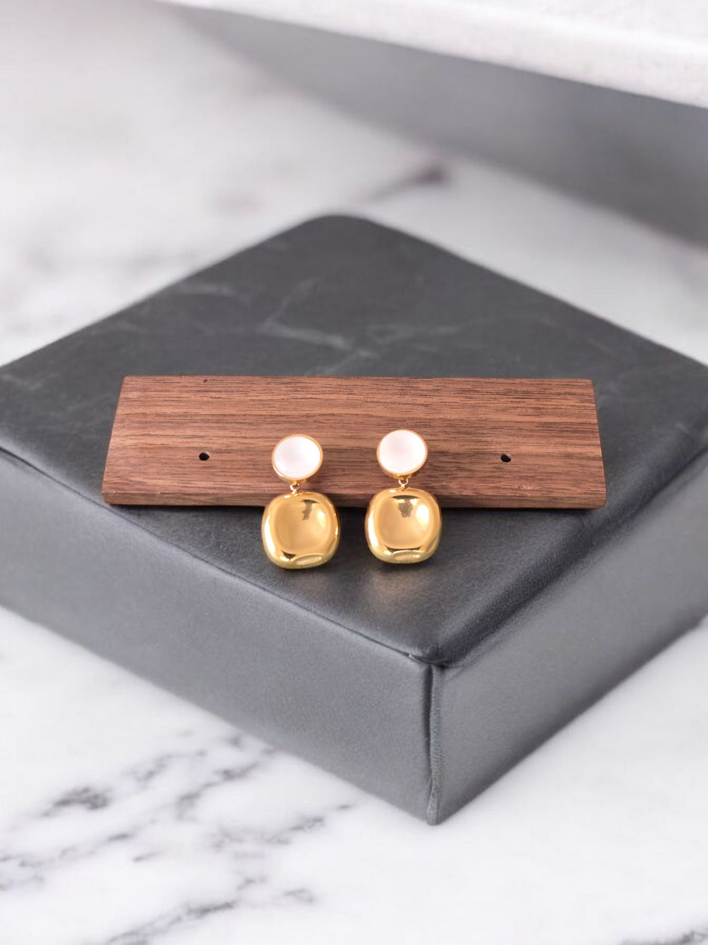 Square Gold Stud Earrings