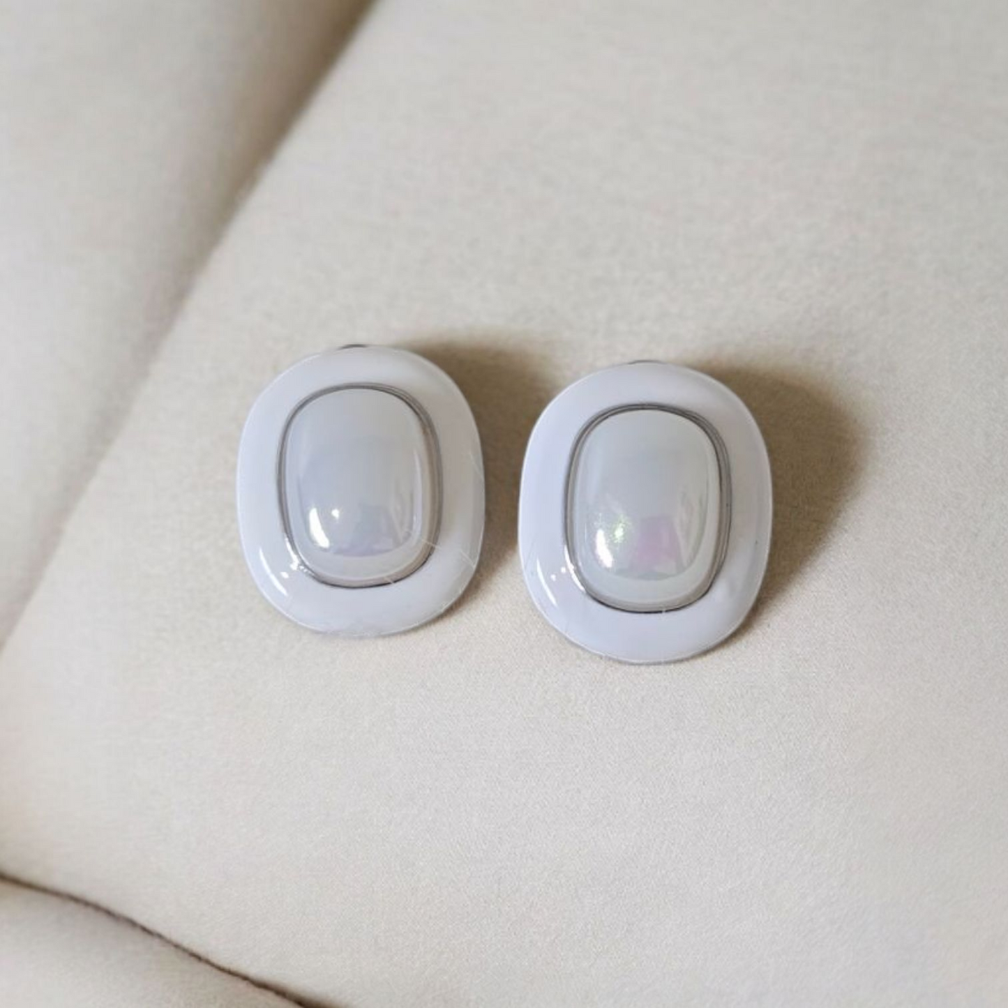 White Stud Earrings