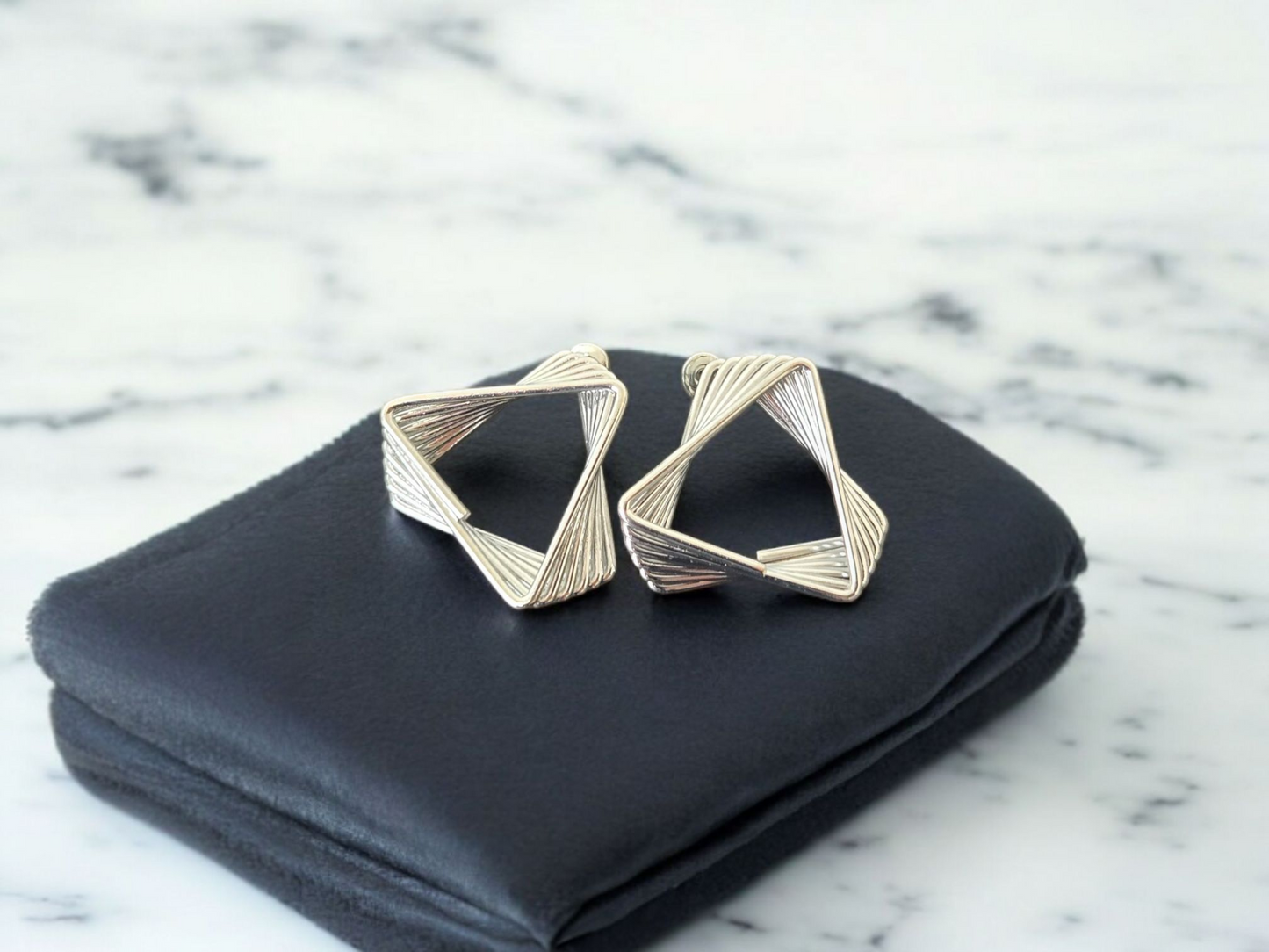 Triangle Style Earrings in Silver