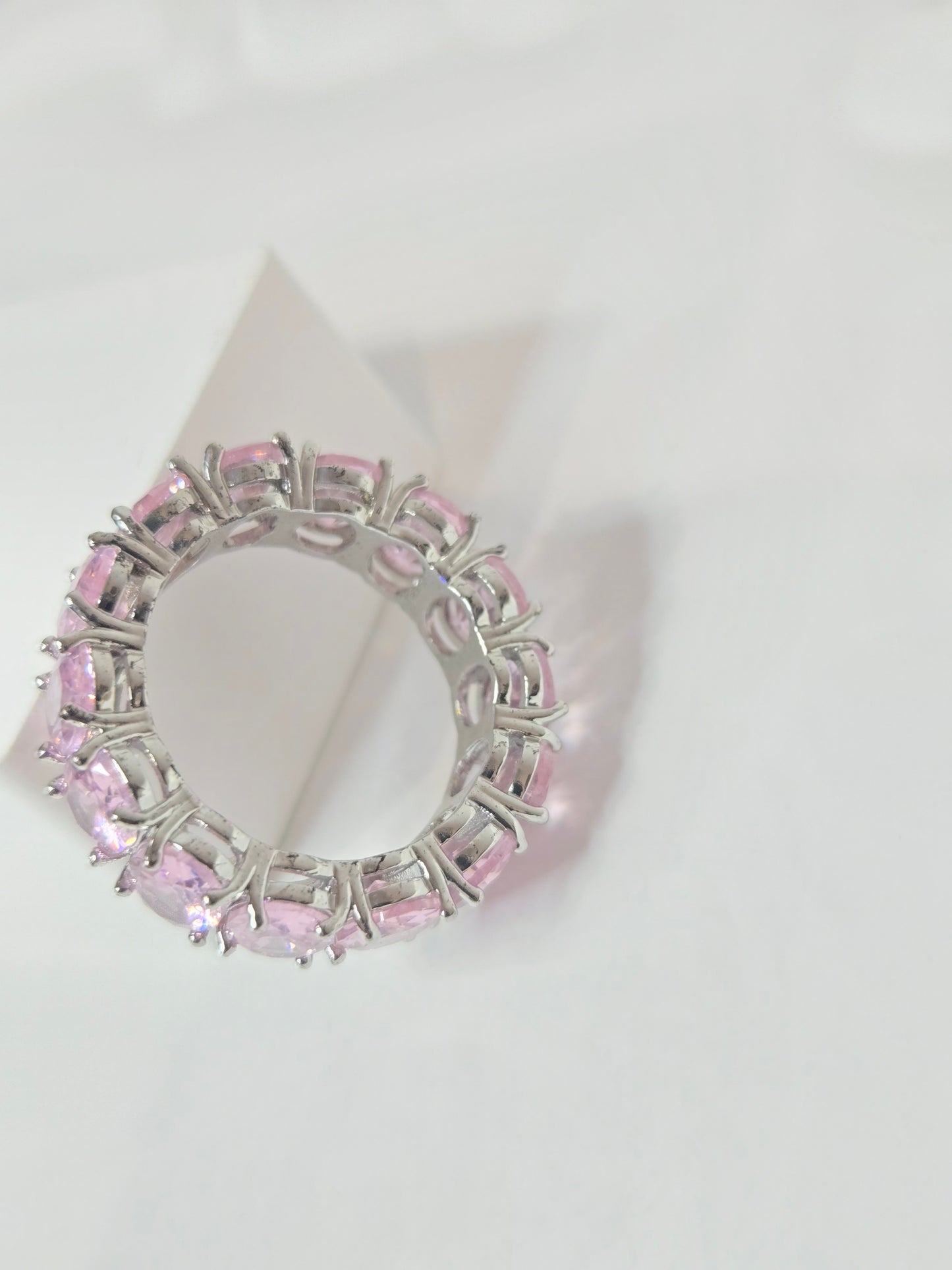 Baguatte cut style Pink Crystal Band Ring