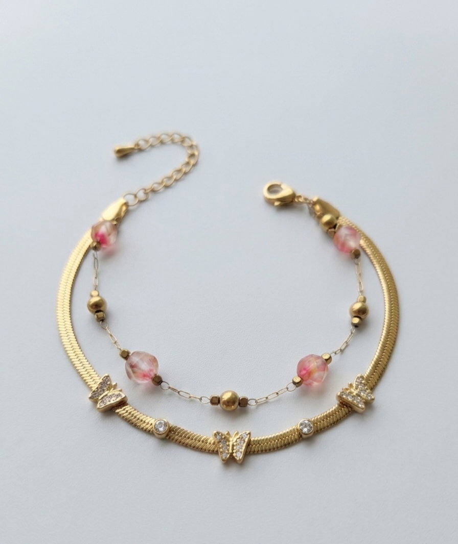 Double Chain Butterfly Bracelet